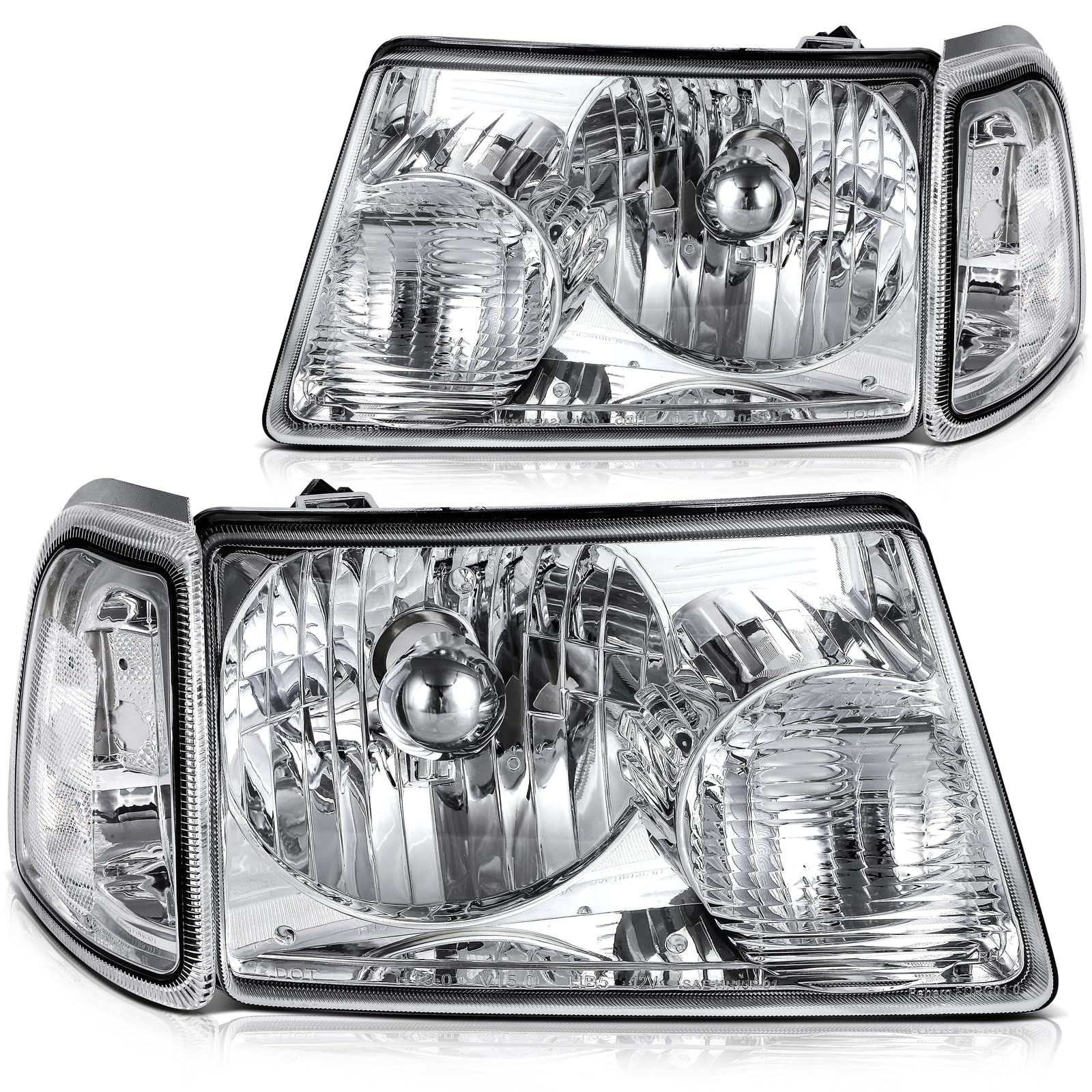 LBRST Headlight Assembly Fit 2001-2011 for Ranger Driver & Passenger Side Headlight Chrome Housing FO2503173