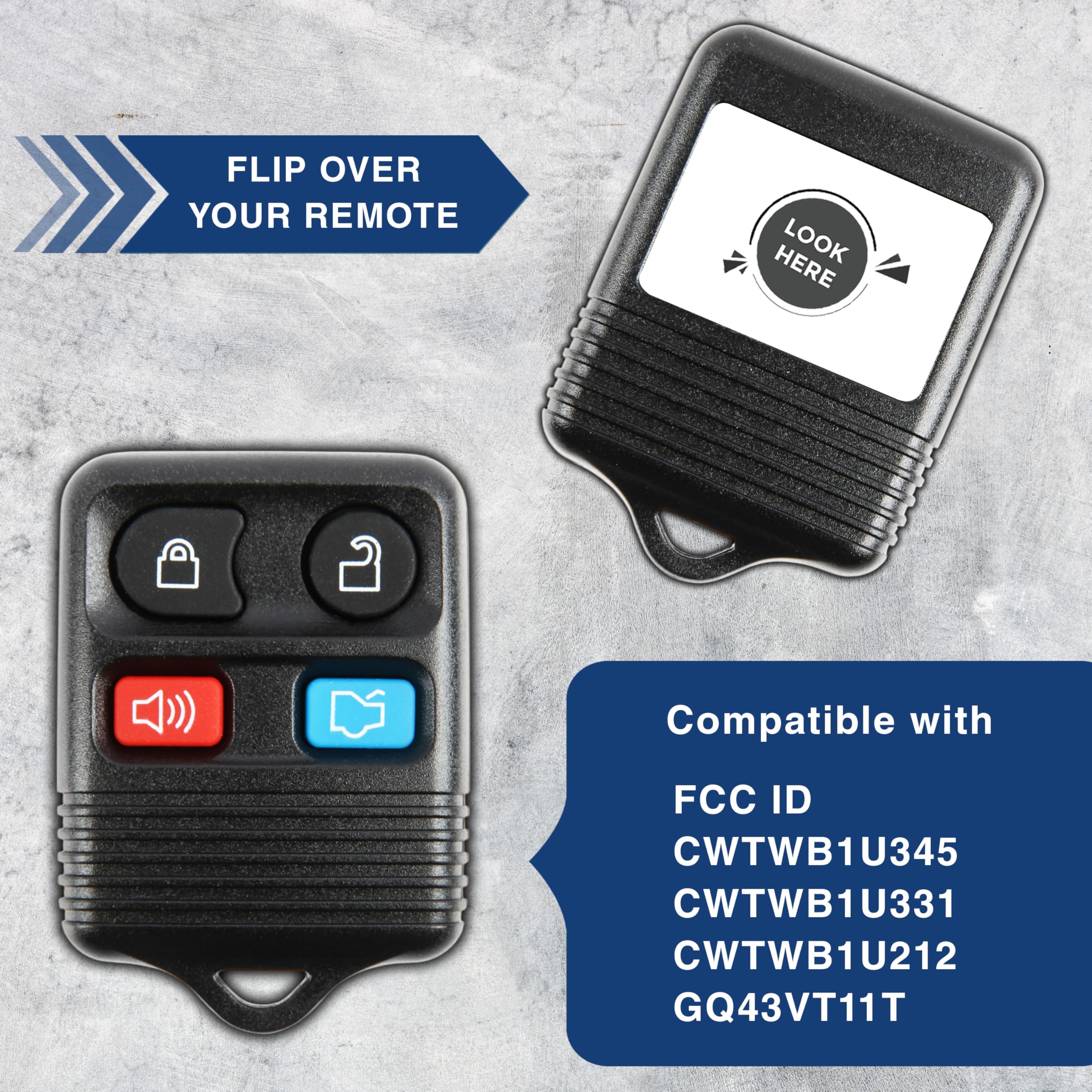 2 Keylessoption Replacement Keyless Entry Remote Control Key Fob Clicker Transmitter - Black