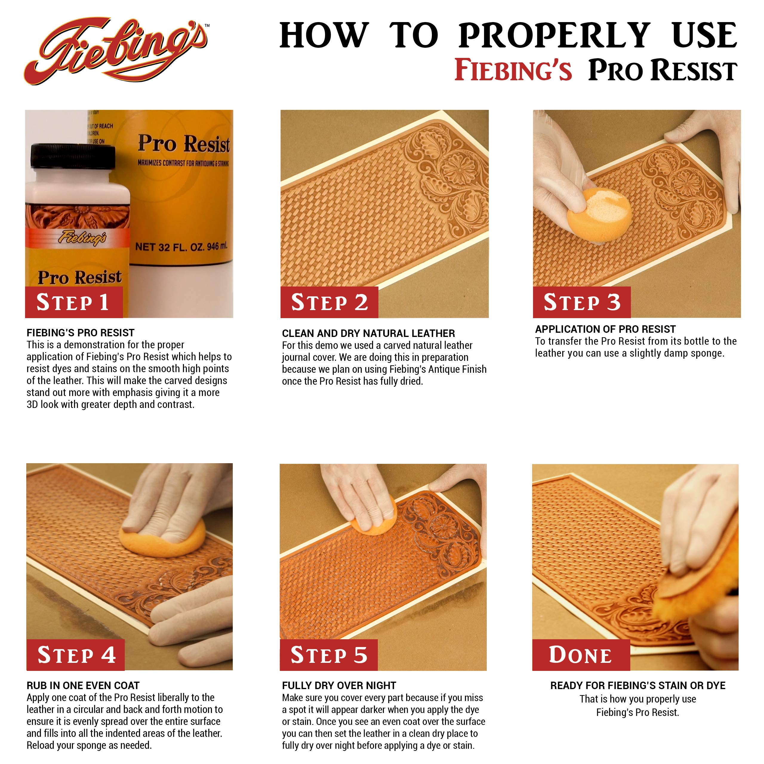 Fiebing's Pro Resist Leather Finish - 4oz Clear Antiquing & Dyeing Enhancer, Resists Moisture, Sun, and Dirt