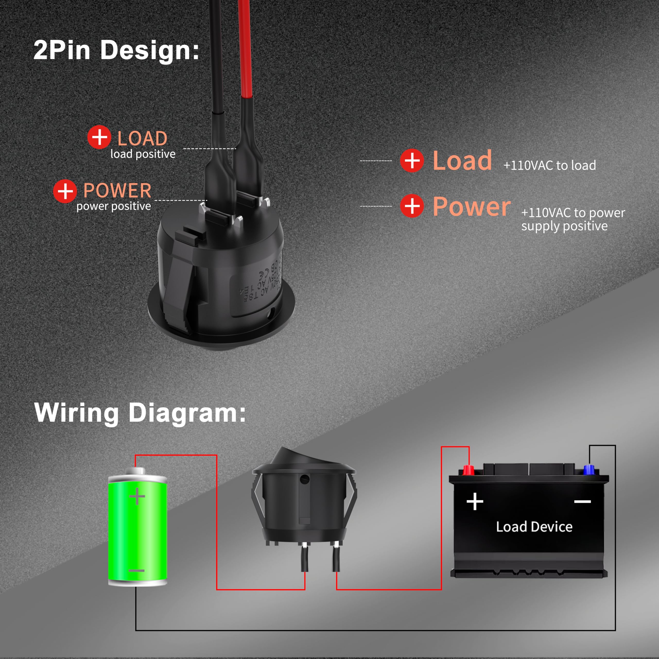 APIELE KCD1 Mini Round Rocker Switch 5Pcs SPST 2Pin Snap-in Design Black for Car Boat AC 6A/250V 10A/125V