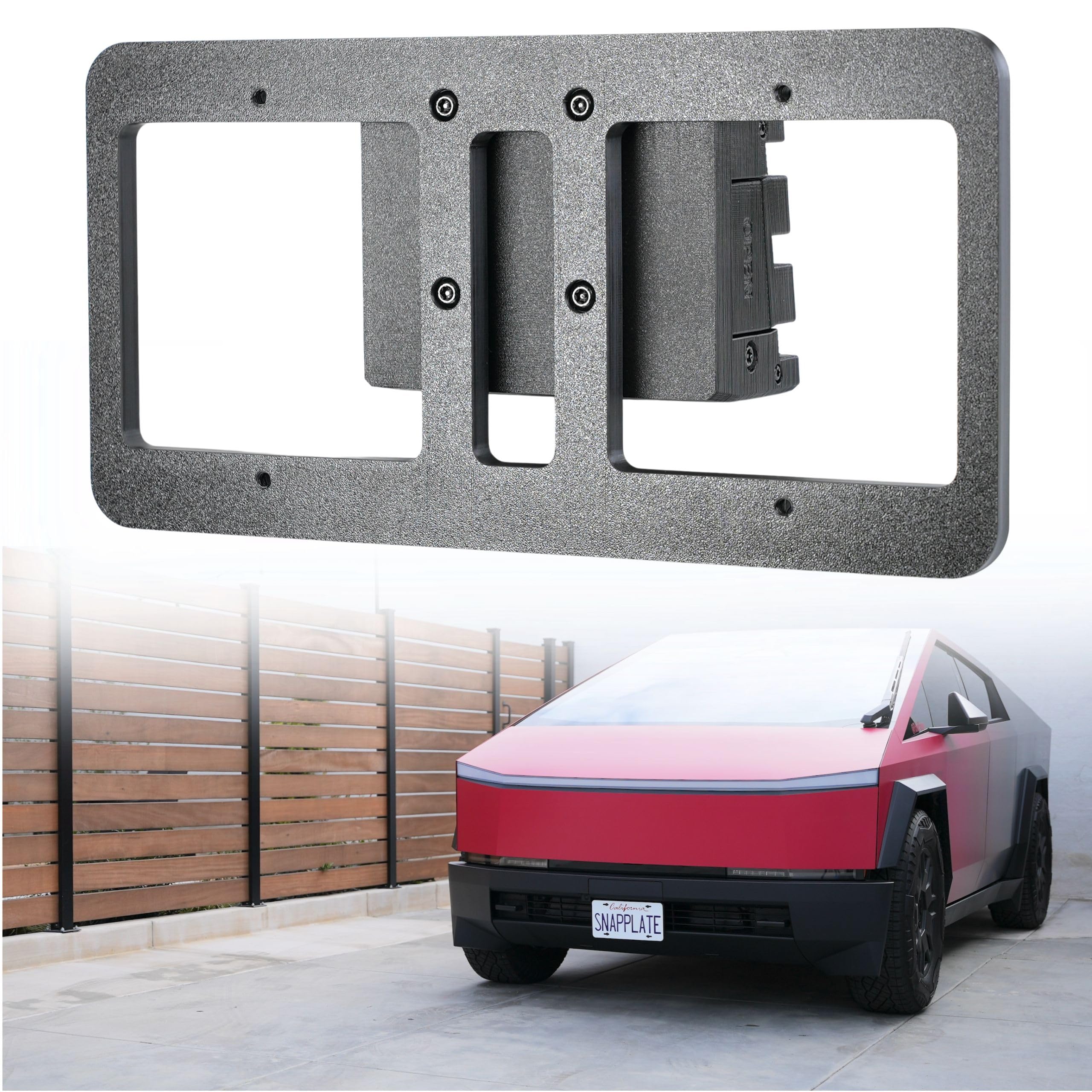 SnapPlate+ Front License Plate Holder - Strength-Optimized, Anti-Theft, Removable, Height-Adjustable, USA Made - for Tesla Cyber