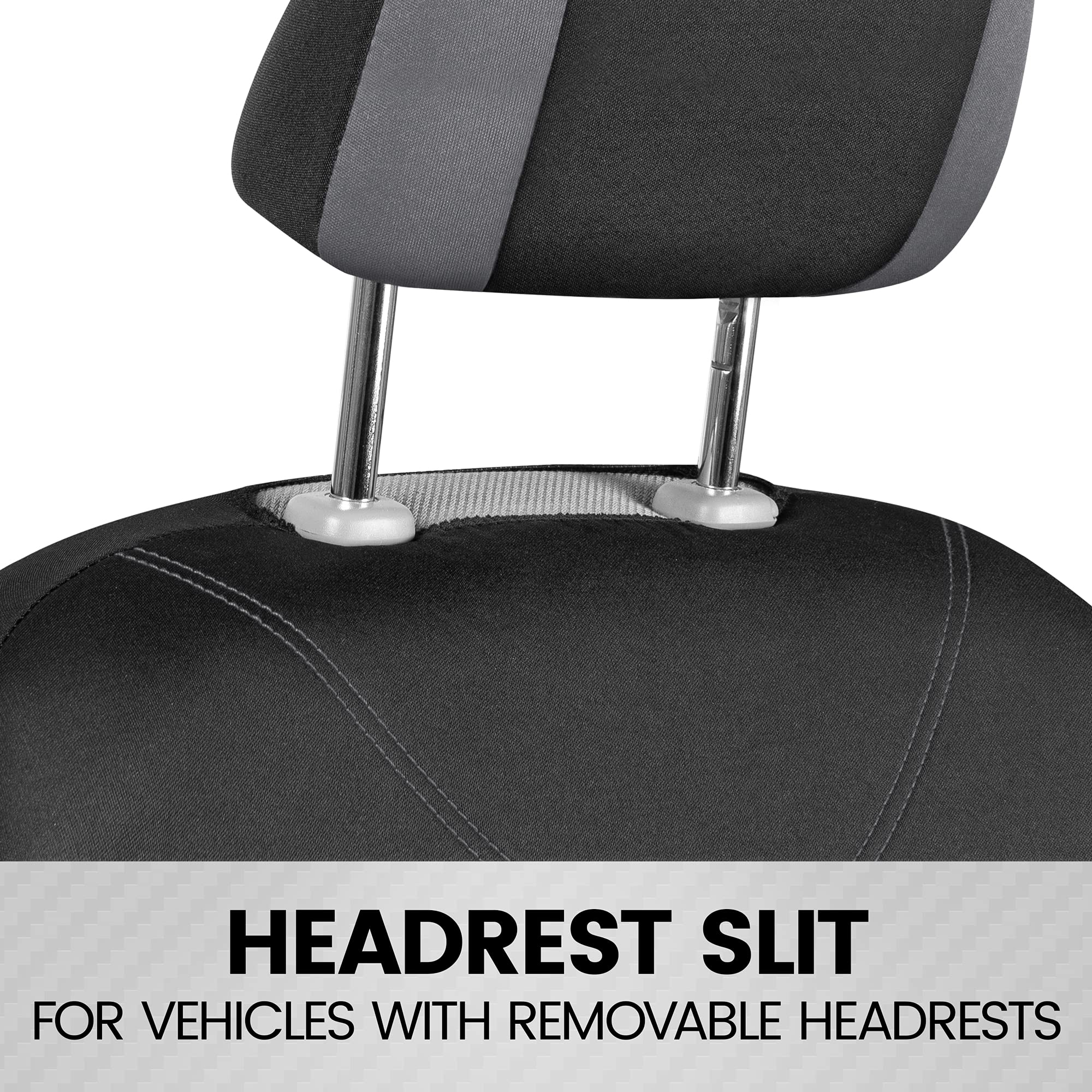 Bdk Ultrasleek Gray Seat Covers For Cars, Two-Tone Front Seat Covers With Matching Back Car Seat Cover, Made To Fit Most Auto Tr