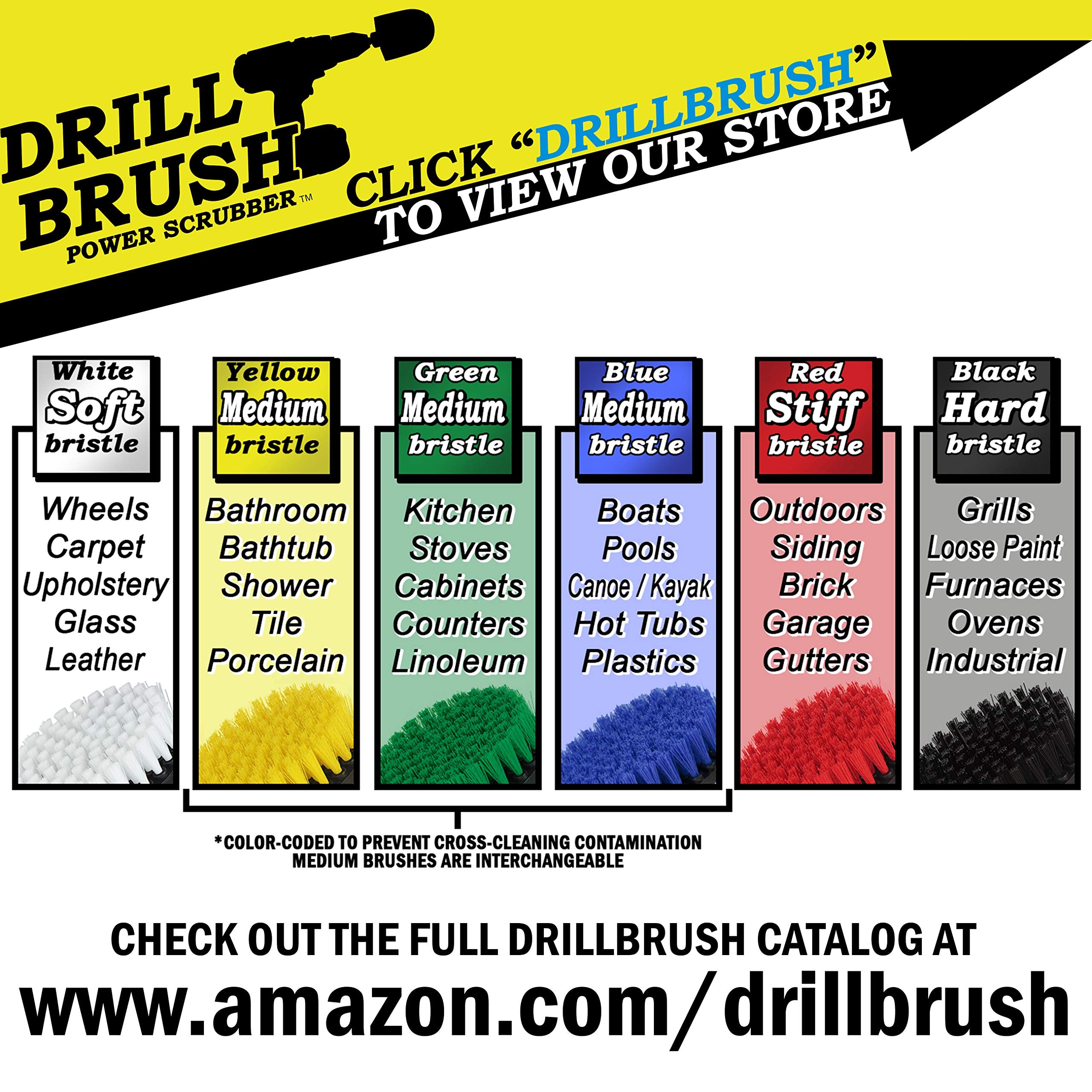 Drill Brush White – Drill Brush Attachment Set - Windshield Cleaning - Soft Scrub Brush For Glass – Auto Detailing Brush Kit - Car Carpet Power Scrubber - Interior Cleaning - Car Wash Accessories