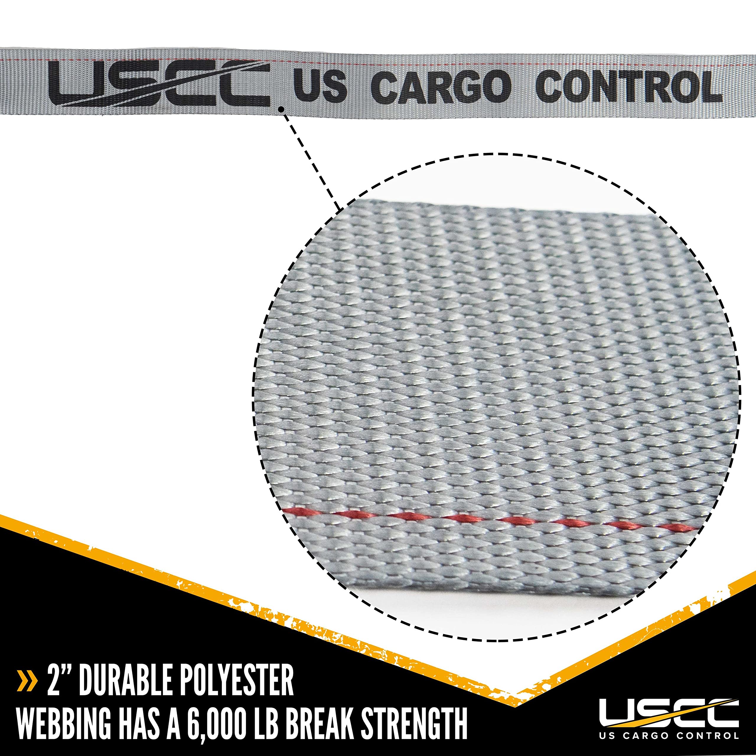 US Cargo Control E-Track Cam Buckle Straps, 10-Pack, 2" x 16', Heavy Duty Gray Polyester, 833 lbs Working Load Limit