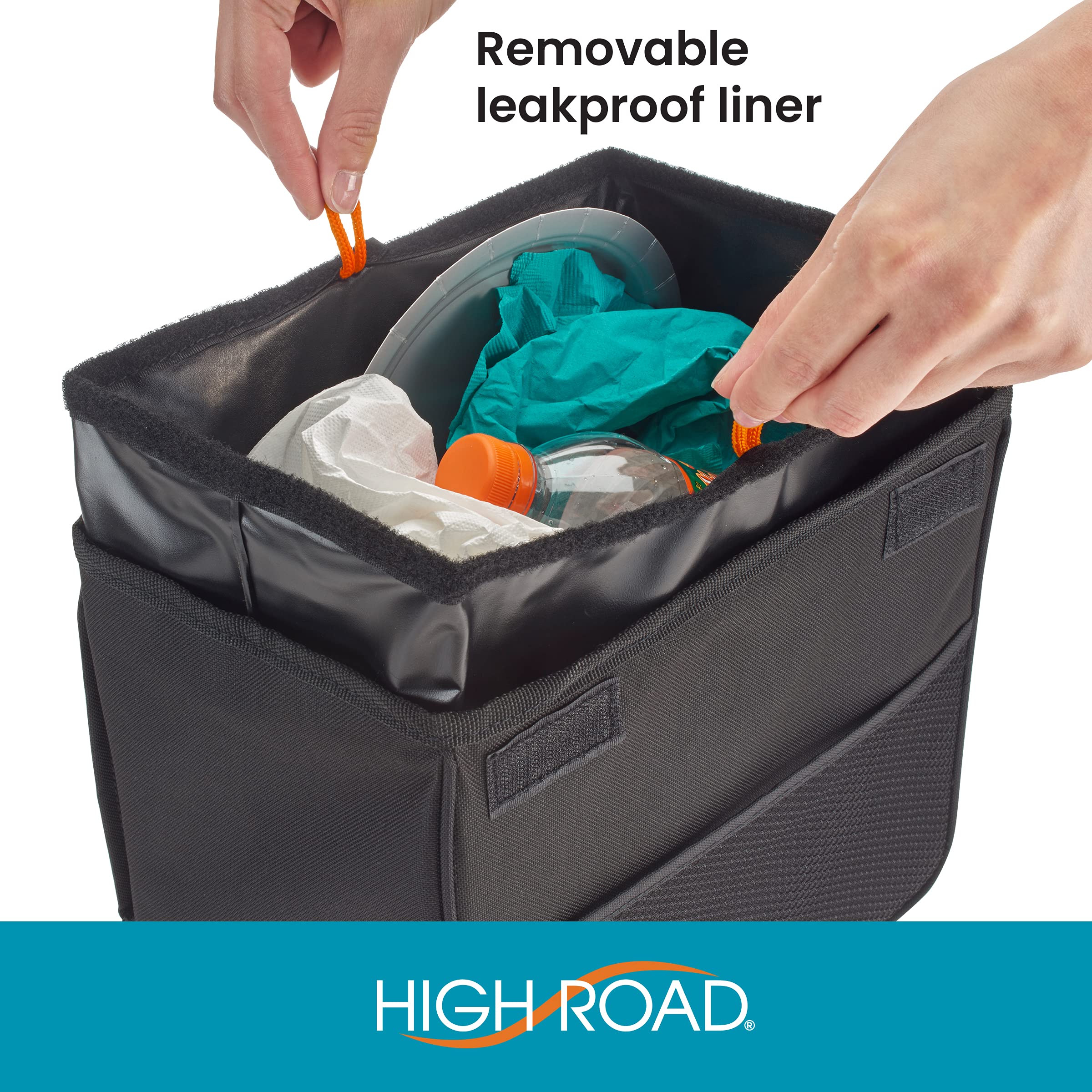 High Road Car Trash Can - Weighted, Leakproof, 2 Gallon, Medium Size, Black - Model HR-TSTANDXL