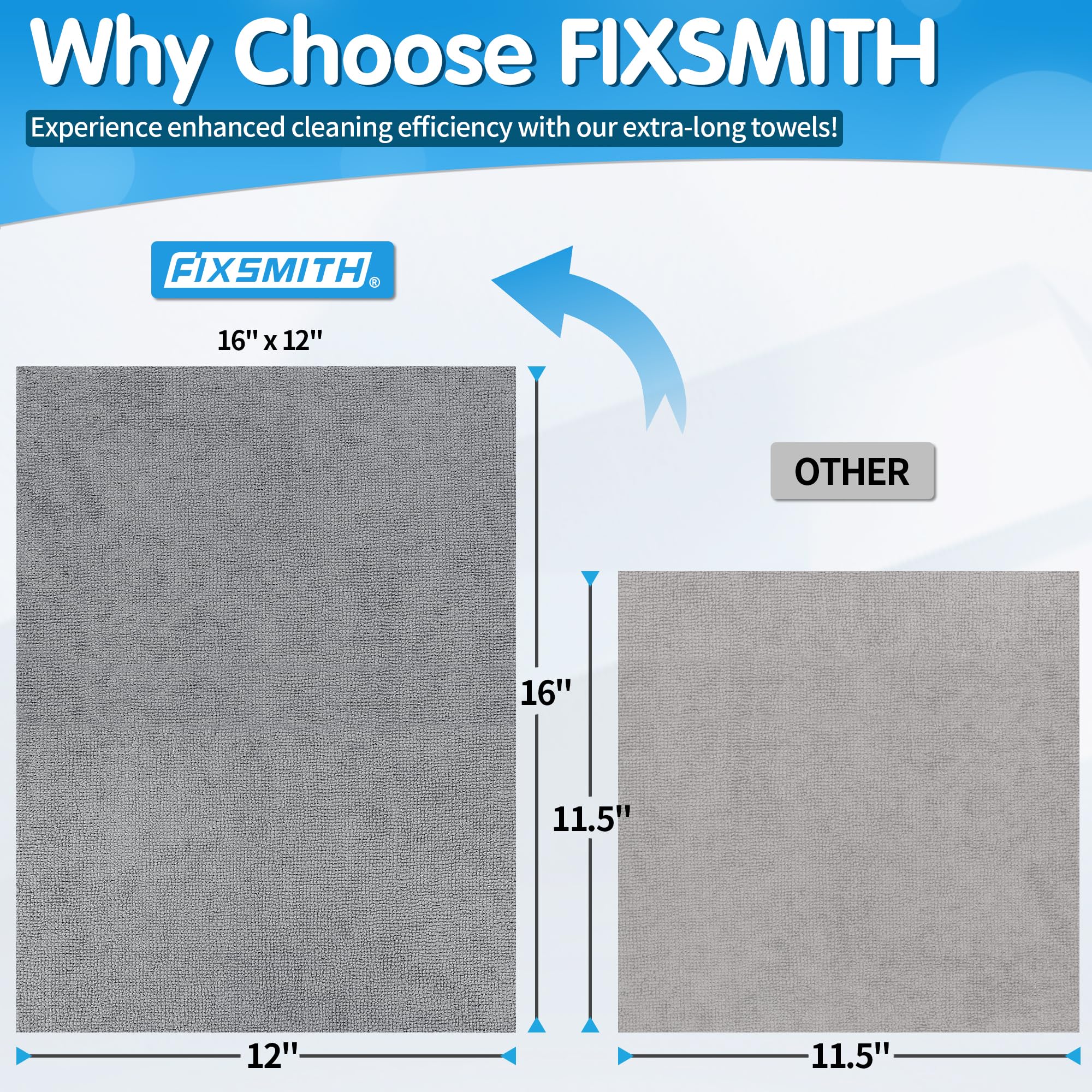 Fixsmith Grey Microfiber Cleaning Cloth, Pack Of 50, 16''X12'' Cleaning Rags For Housekeeping And Kitchen, Reusable Shop Towels,