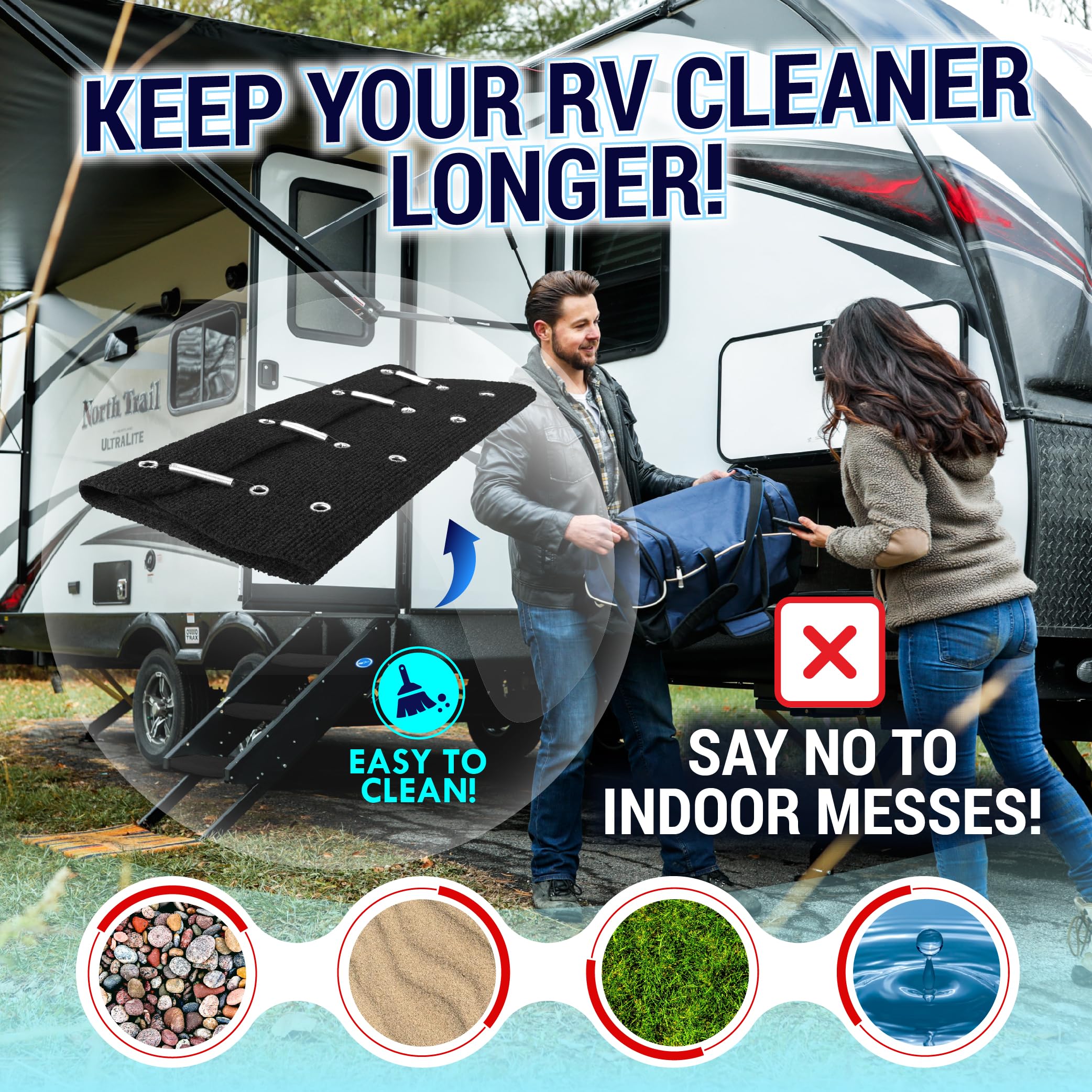 Latch.It Rv Step Covers 4 Pack | 18'' Wide Camper Step Carpet Covers | Camper Step Covers | Rv Step Carpet Best Fits 8-11'' Deep