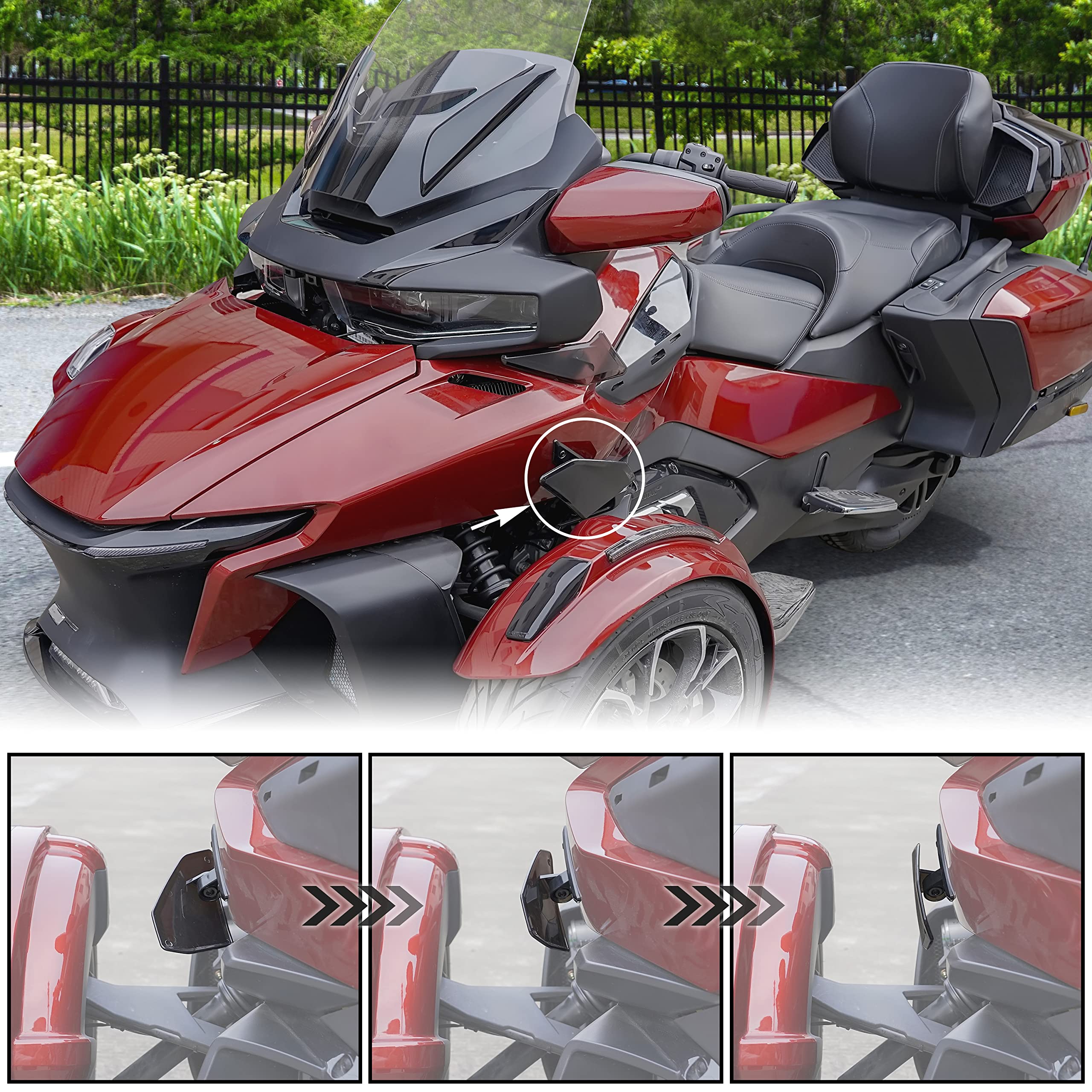 SAUTVS Adjustable Side Air Deflectors for Can Am Spyder RT 2020-2024, Windshield Wings, Plastic, 2PCS, Model ZP-YJ-030611-