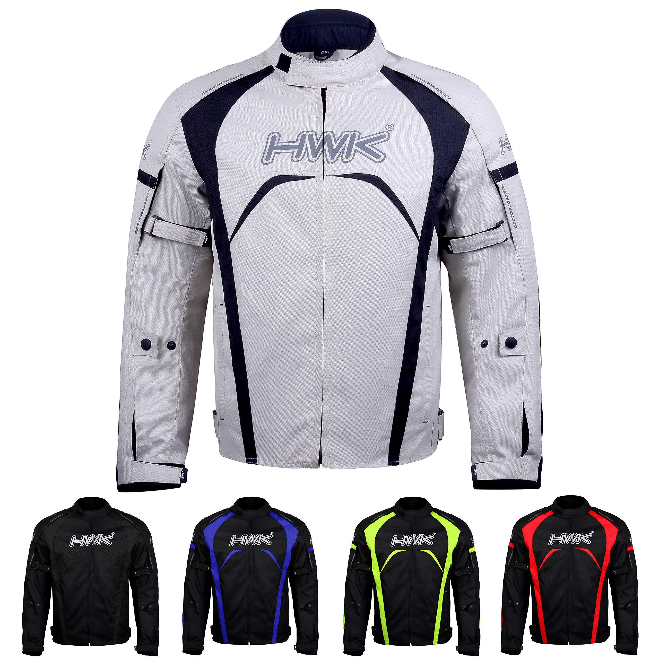 HWK Men's & Women's Waterproof High-Visibility Motorcycle Rain Jacket with CE Armor, Adjustable Polyester Riding Gear for Dirt B