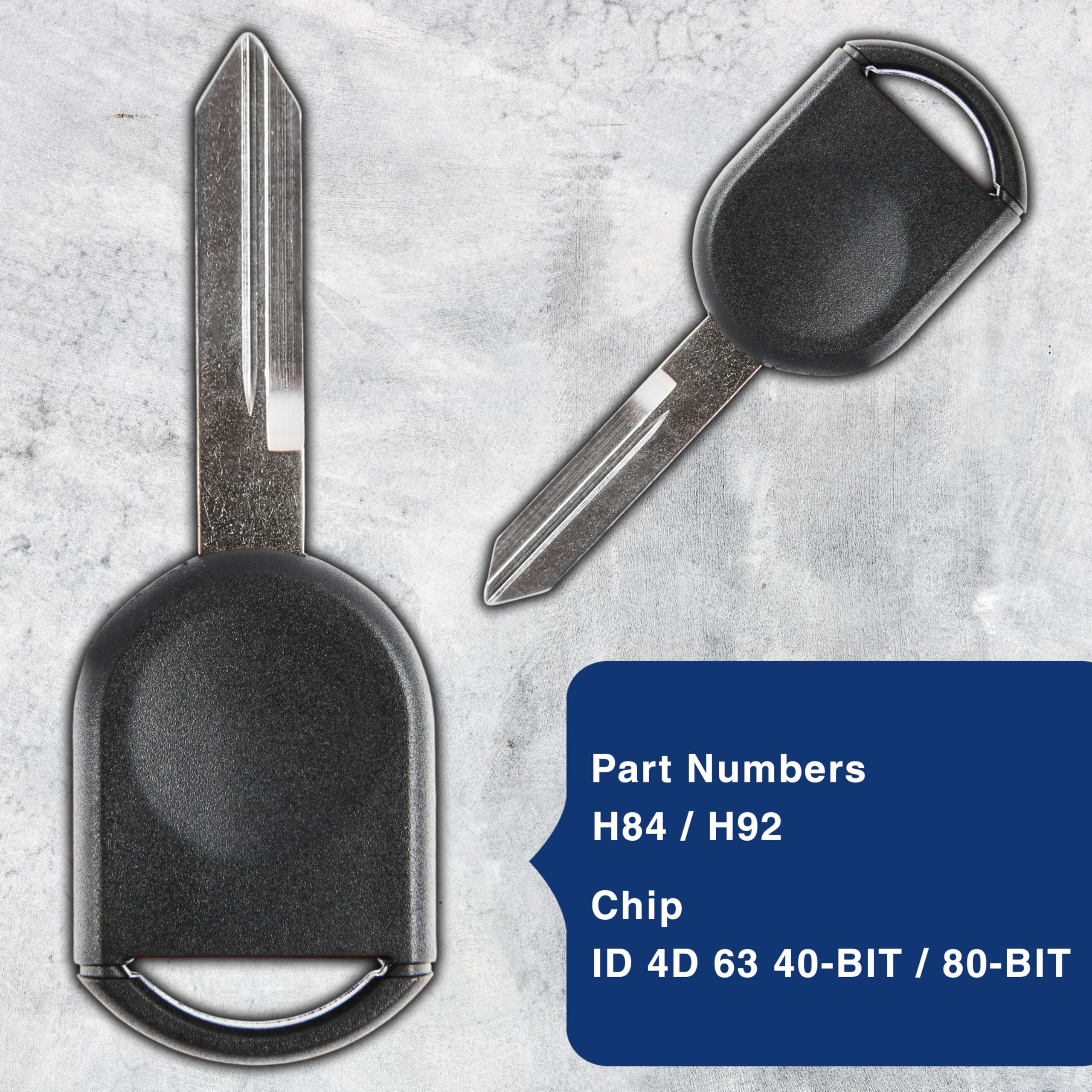 2 KeylessOption Replacement Ignition Chipped Key For Ford Lincoln Mercury H92 H84 H85