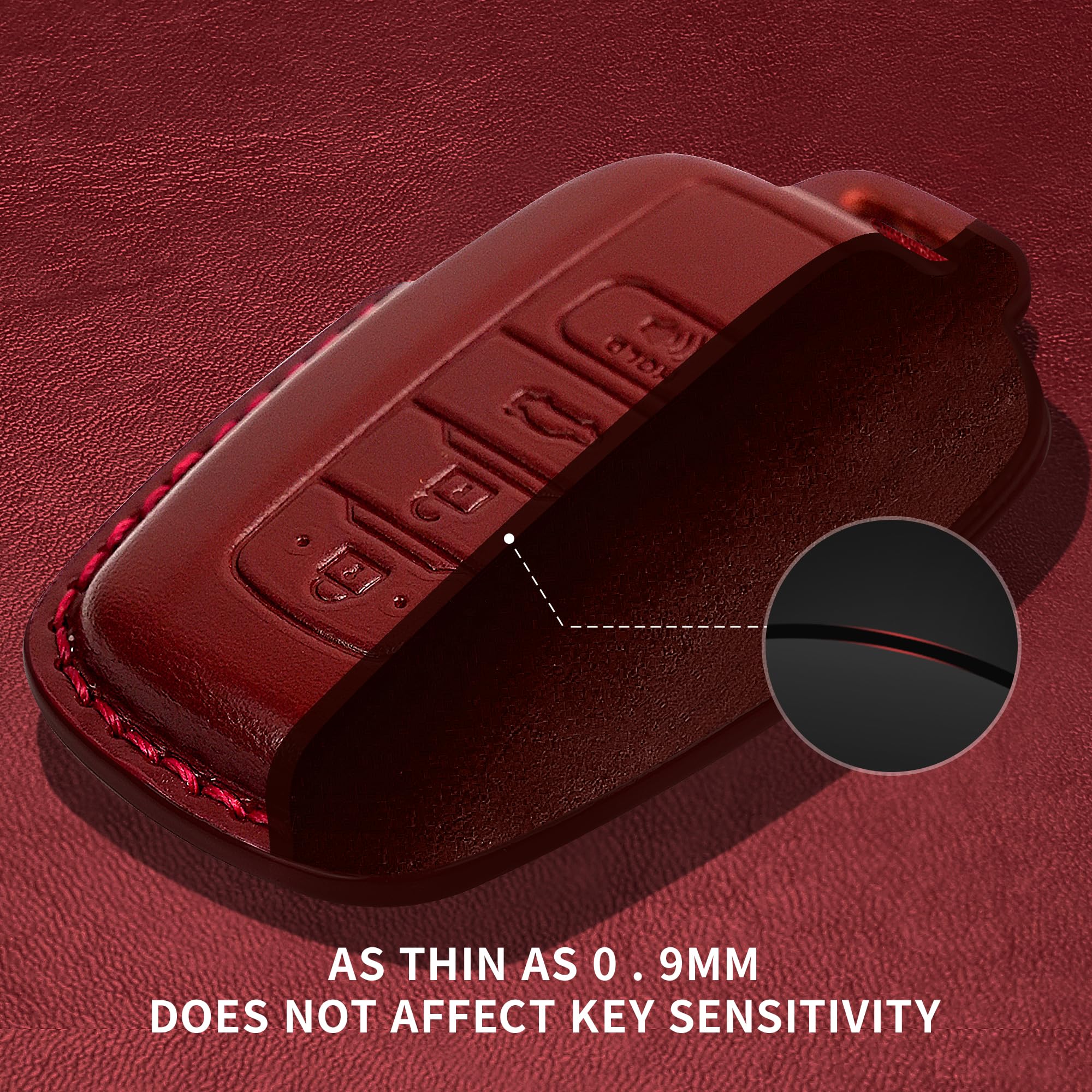 Tukellen For Toyota Key Fob Cover Genuine Leather With Keychain,Leather Key Case Protector Compatible With 2020-2022 Highlander Corolla Prius 2018-2024 Rav4 Camry Avalon C-Hr Gt86 -Red