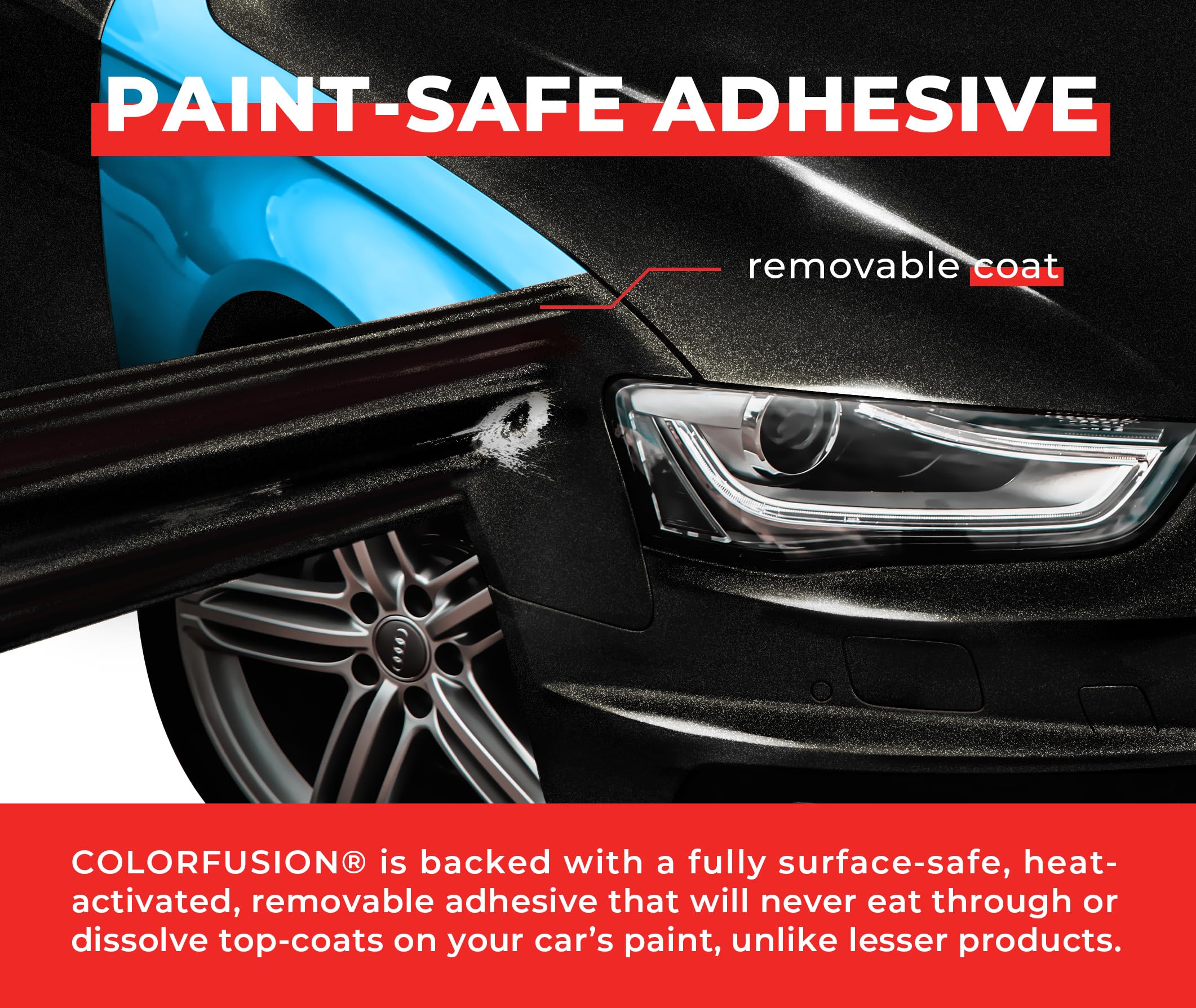 VViViD ColorFusion PPF Vinyl Car Wrap - Gloss Metallic Black, 10ft x 5ft, Dry Apply Polyurethane (PU)