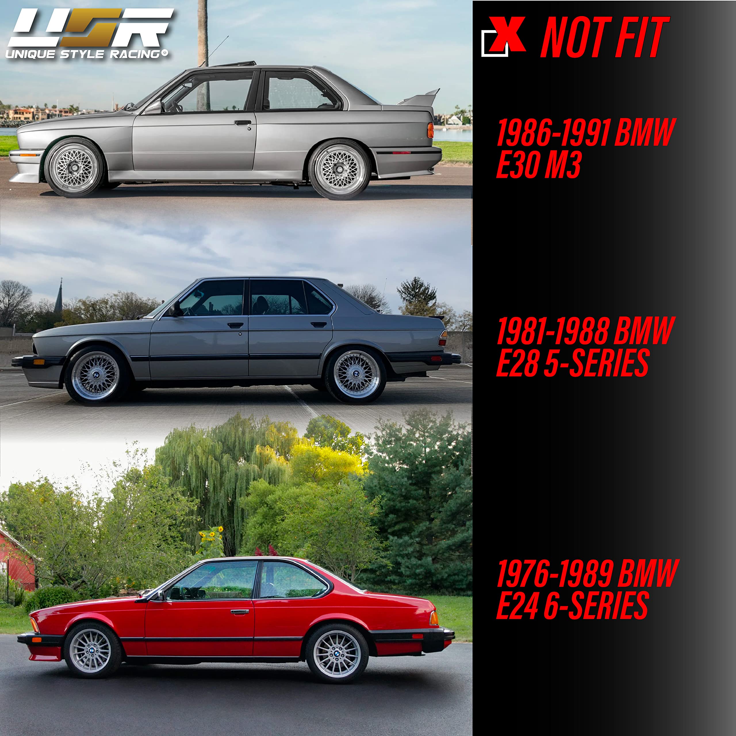 USR UNIQUE STYLE RACING DEPO E30 Side Marker Lights - Euro Smoke, 4 Pieces, Compatible with 1984-1991 BMW E30, E32, E34