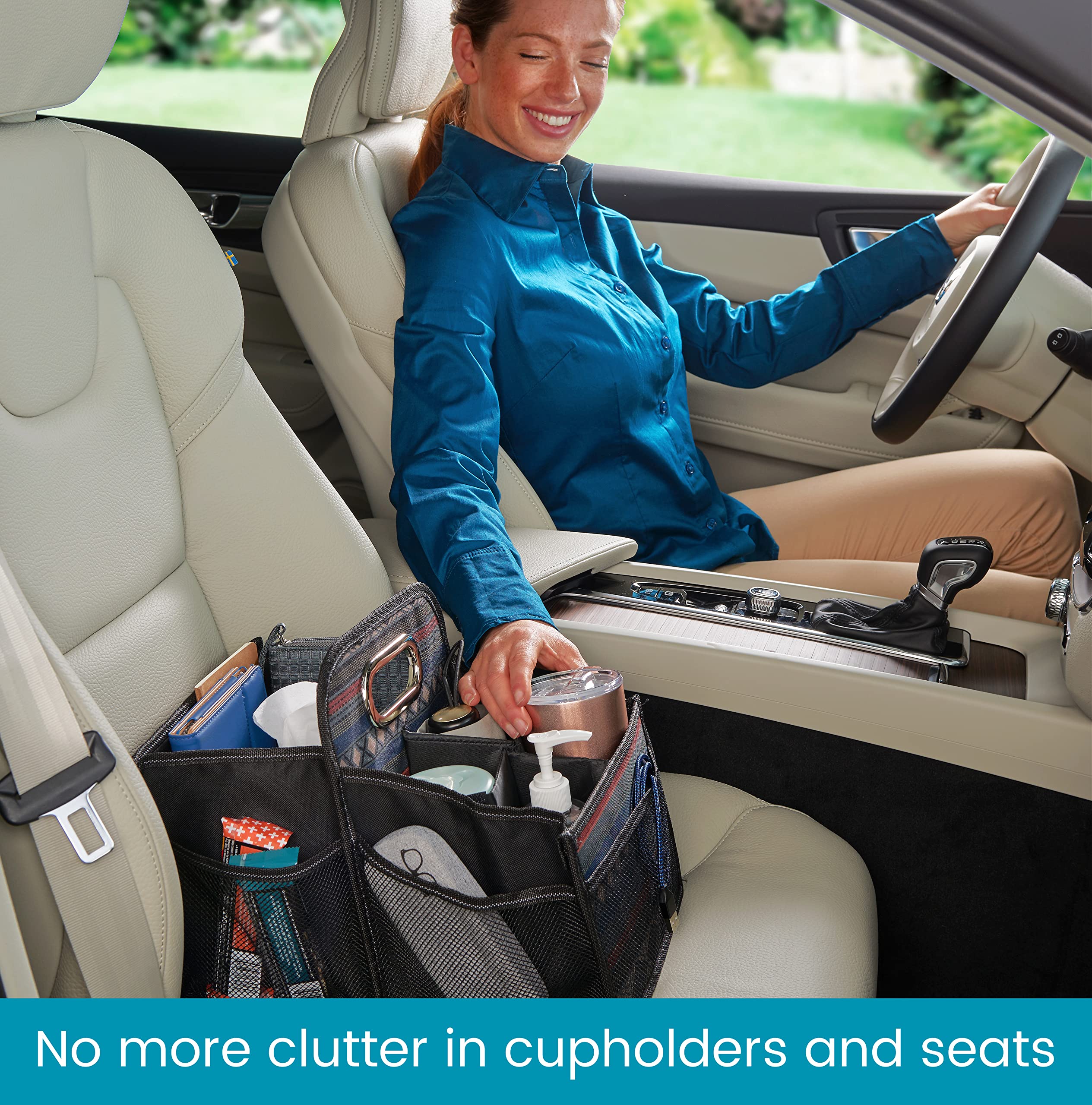 High Road Car Seat Organizer, Durable Polyester, Southwest Color, Model HR, with Cup Holder Dividers and Easy Carry Handle