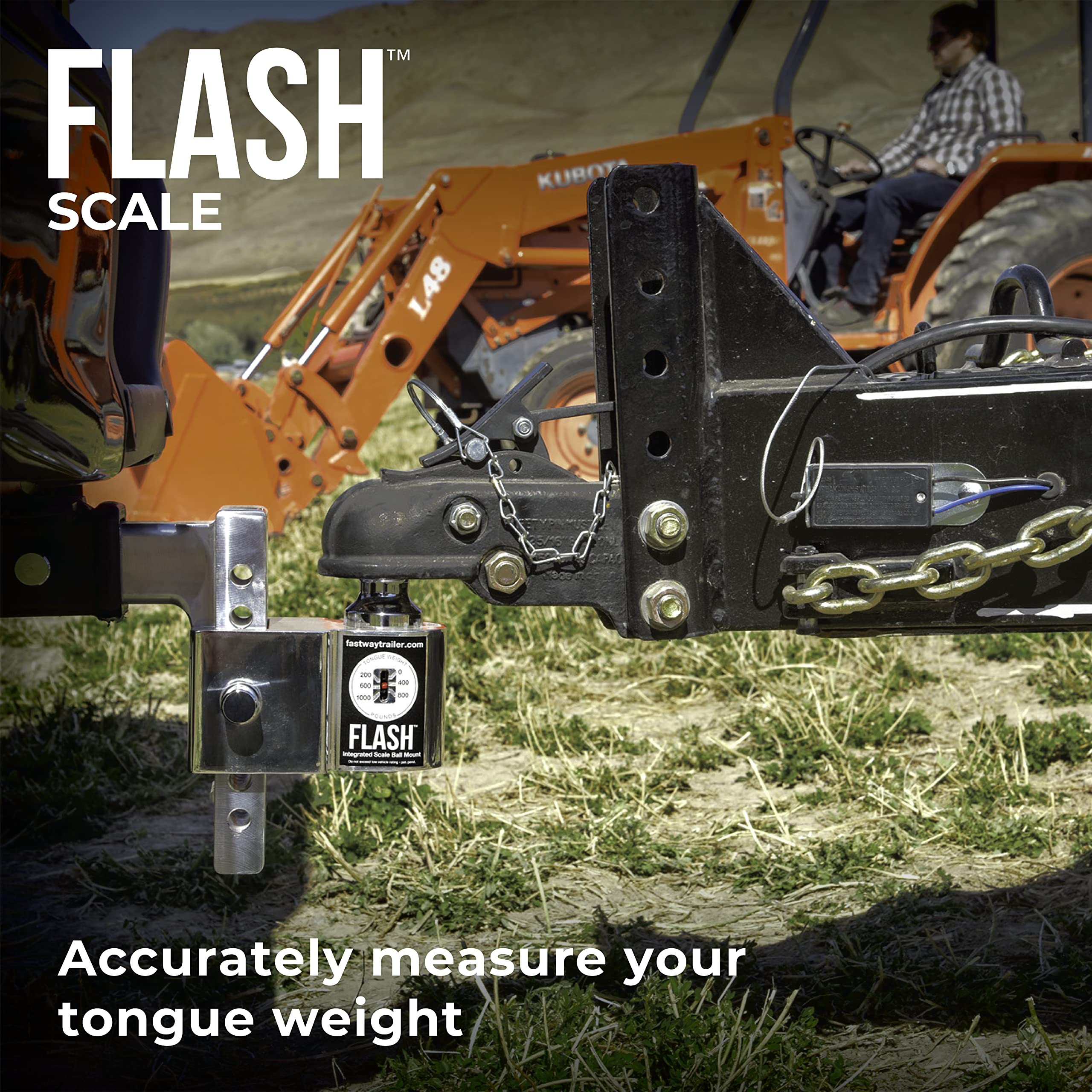 Fastway Flash Scale Ball Mount 48-00-8800 With 8 Inch Drop, 2 Inch Shank, And Chrome Plated Balls (8 Drop)
