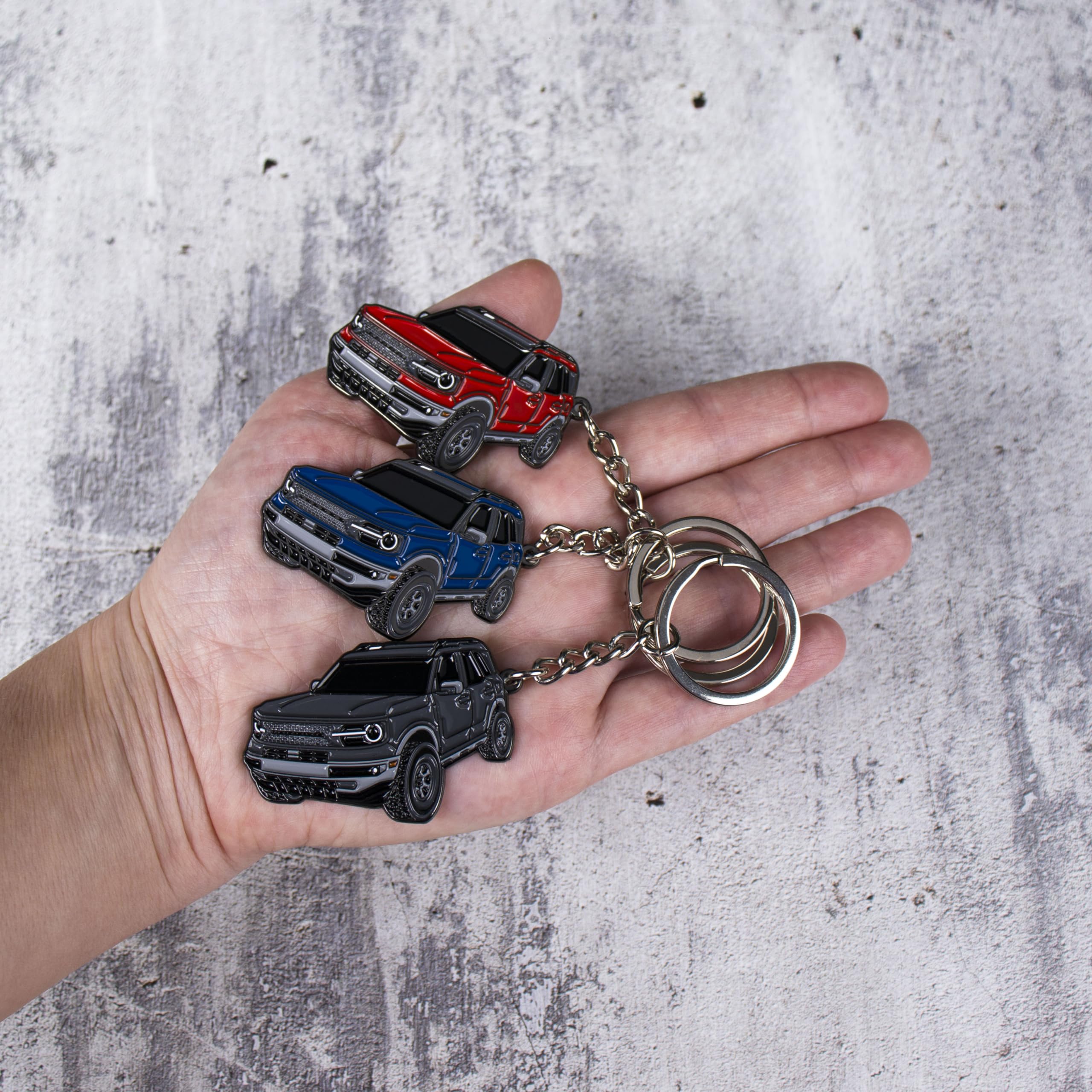 Four Wheel Beast Bronco Sport Keychain Compatible With Ford Bronco Accessories 2023 2024 4 Door Key Chain Fob Gift (Blue)