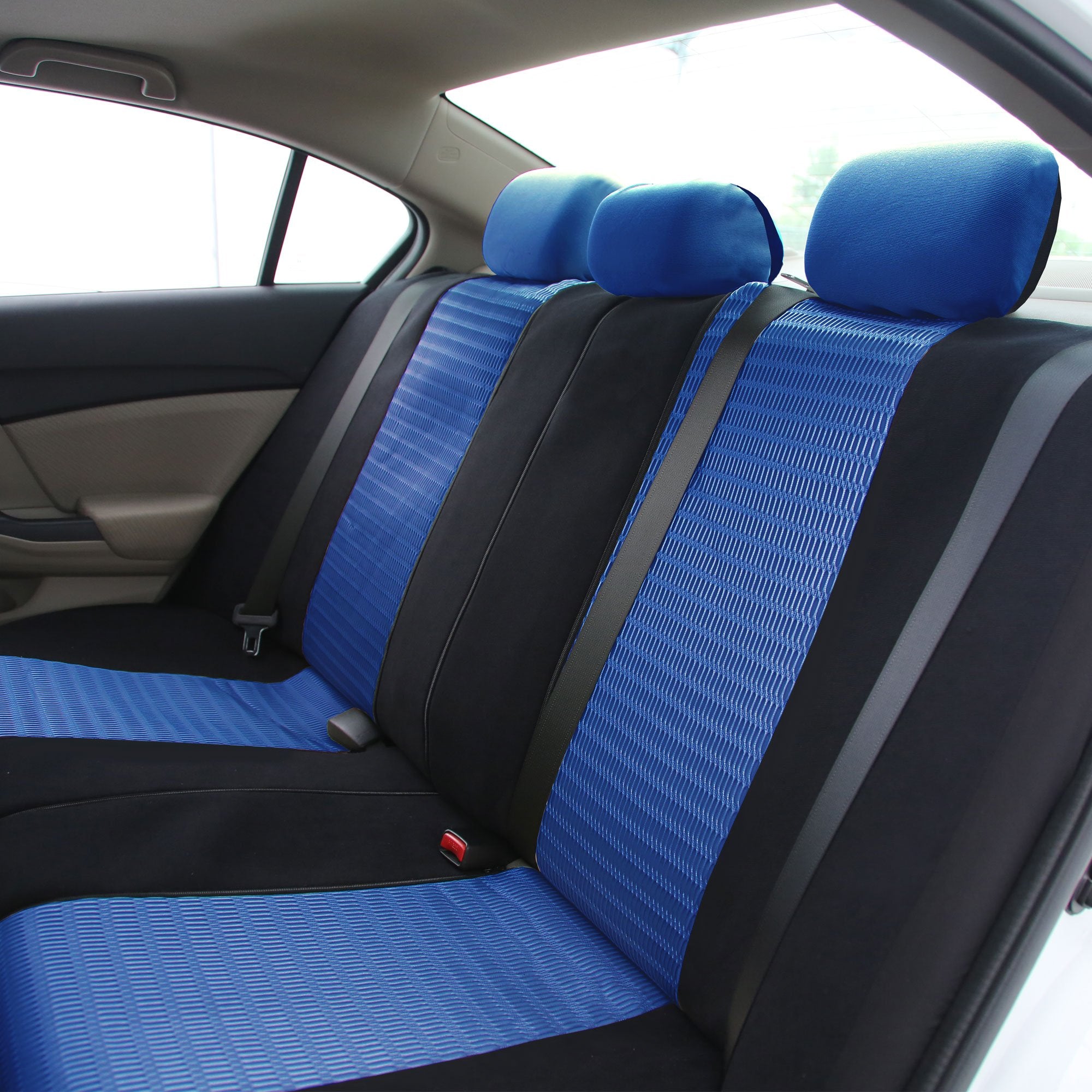 Fh Group Automotive Seat Cover Trendy Elegance For Back Seat Blue Car Interior Accessories For Suv, Sedan & Van Universal Fit Co