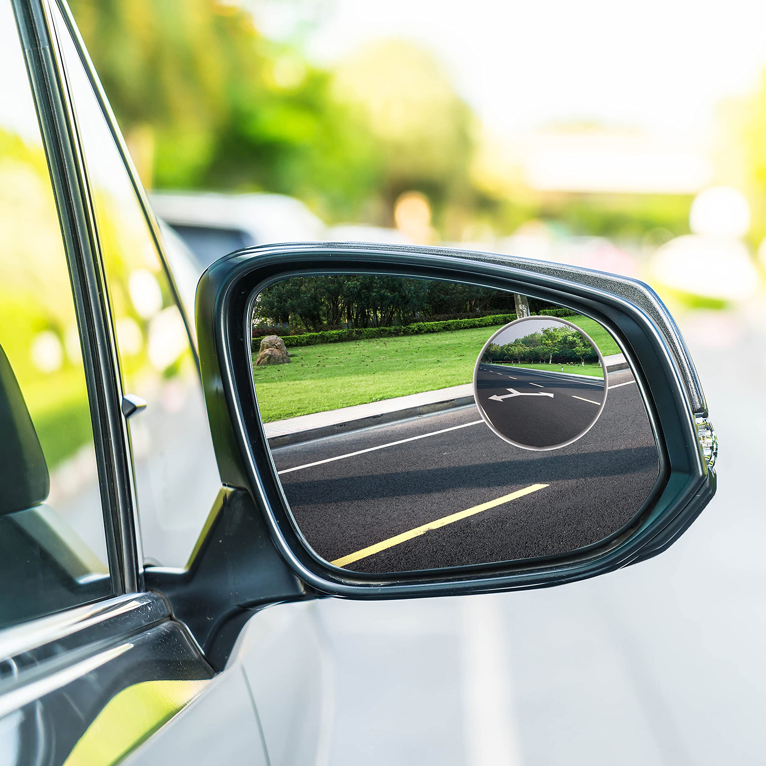 Performore 2 Pack Of Blind Spot Car Mirrors, 2 Inch Round Hd Glass Convex Rear View Wide Angle Side Mirror Blindspot With Self A