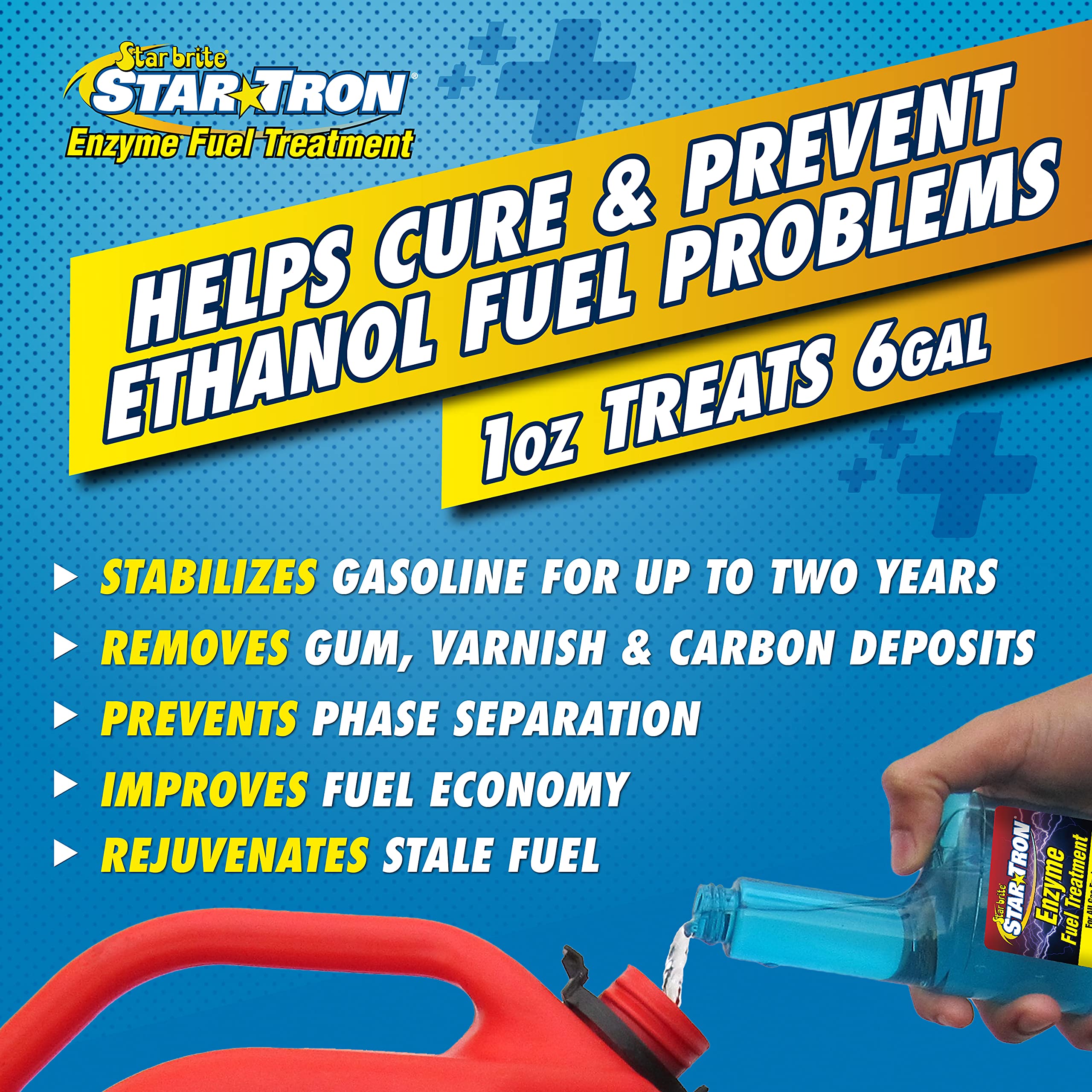 Star Brite Star Tron Enzyme Fuel Treatment, Small Engine Formula, 16 Fl Oz Treats Up To 96 Gals Gas Additive Rejuvenates & Stabi