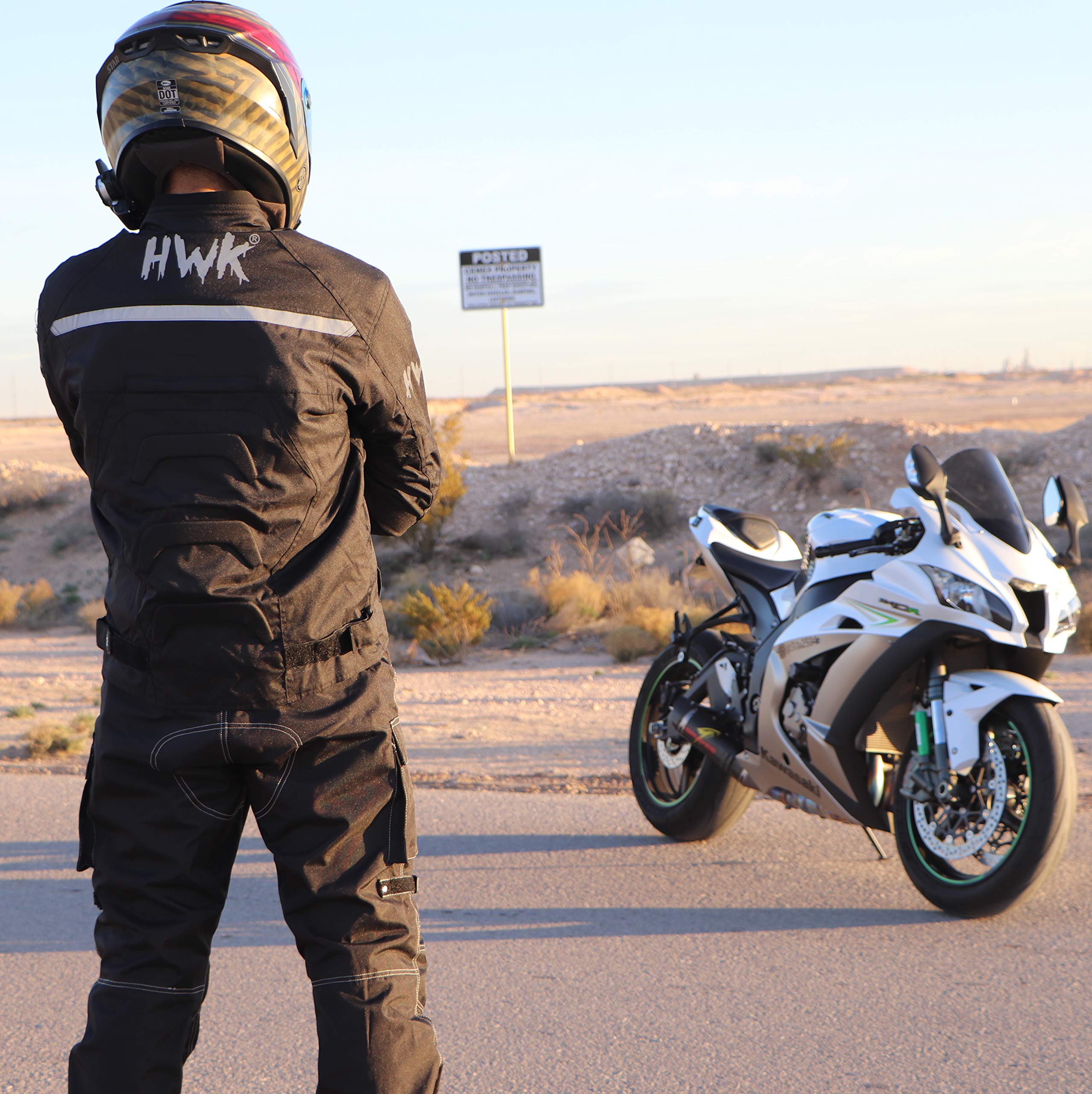 HWK Spyder Motorcycle Jacket - Weather Resistant Cordura, 4X-Large, Black