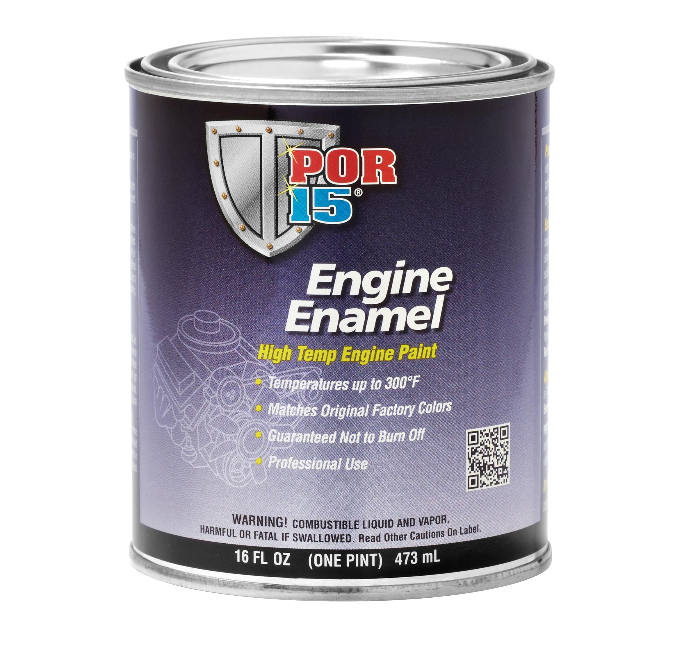 Por-15 Engine Enamel, High Temperature Engine Paint, 16 Fluid Ounces, Pontiac Light Metallic Blue