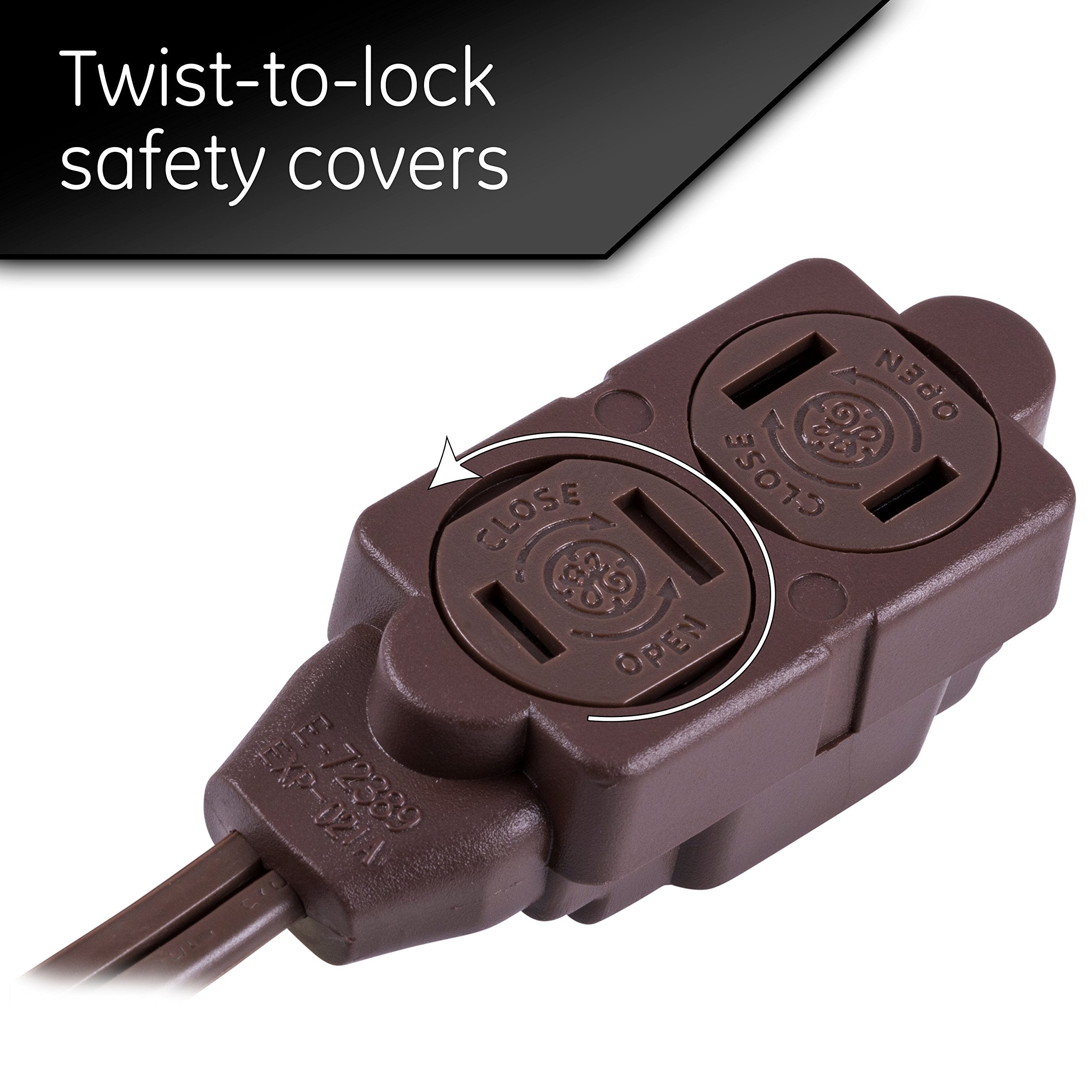 Ge 3-Outlet Extension Cord With Multiple Outlets 9 Ft Extension Cord Power Strip 2 Prong 16 Gauge Twist-To-Close Safety Outlet C