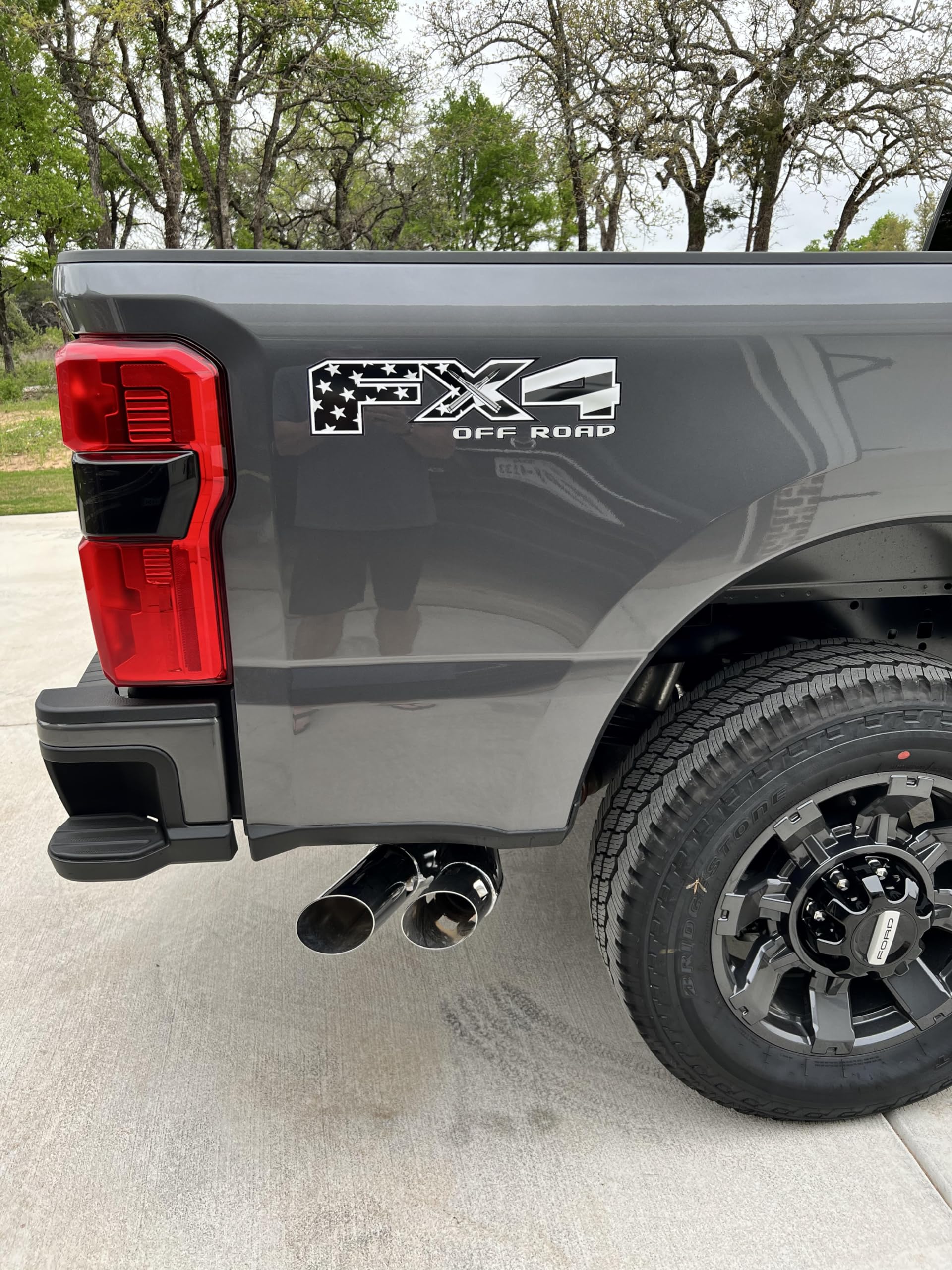 TIRESFX FX4 Off Road Decal Sticker - Black Vinyl Replacement Emblem for F150, F250, F350, F450 - Large-Flag Size