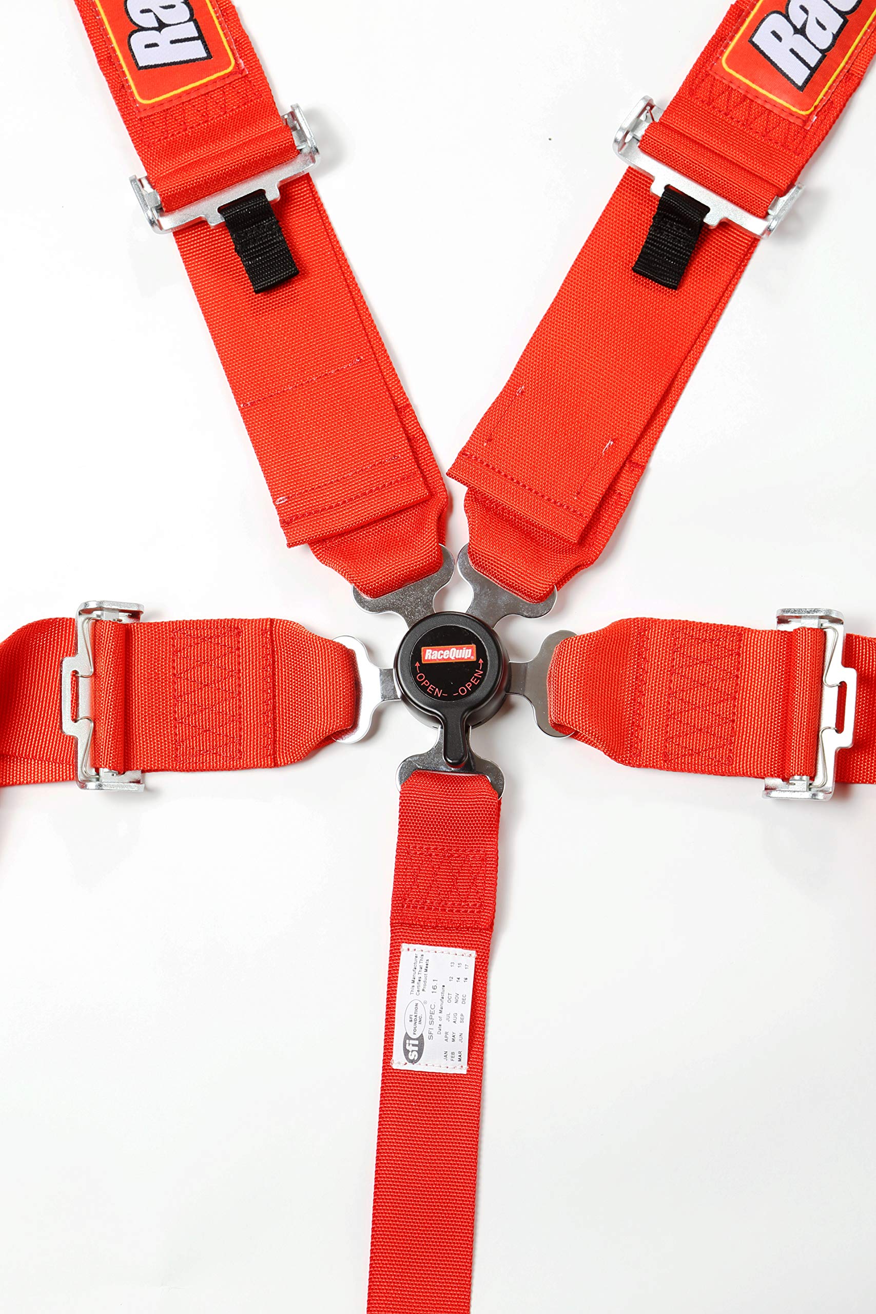 Racequip Auto Racing Harness Set Camlock 5 Point Pull-Down Lap Sfi 16.1 Red 741011