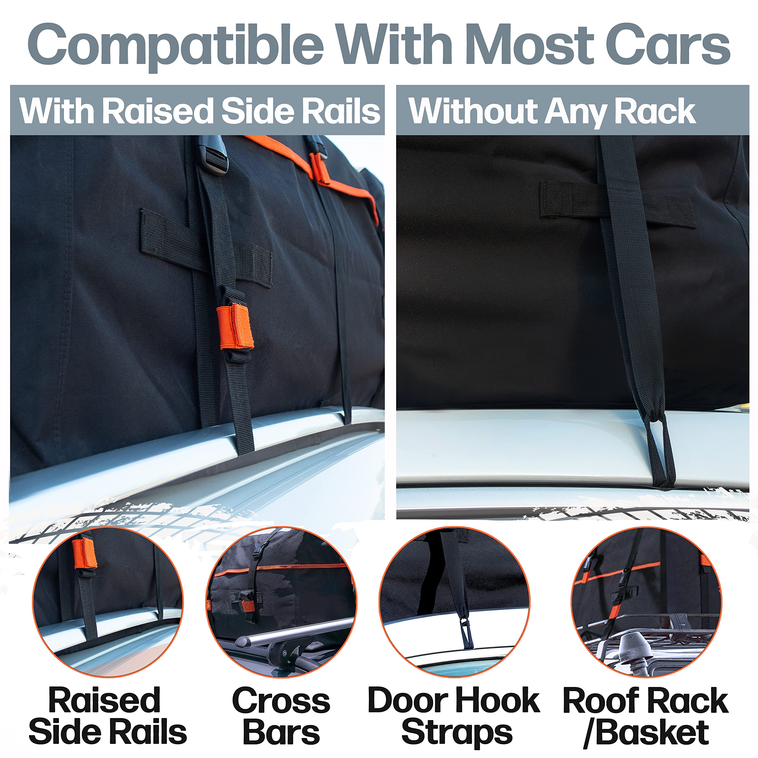 RoofPax XXL Rooftop Cargo Carrier Bag, 28 cuft, Waterproof Polyester, Includes 10 Tie Down Straps & Hooks, Model MRP-BAG28