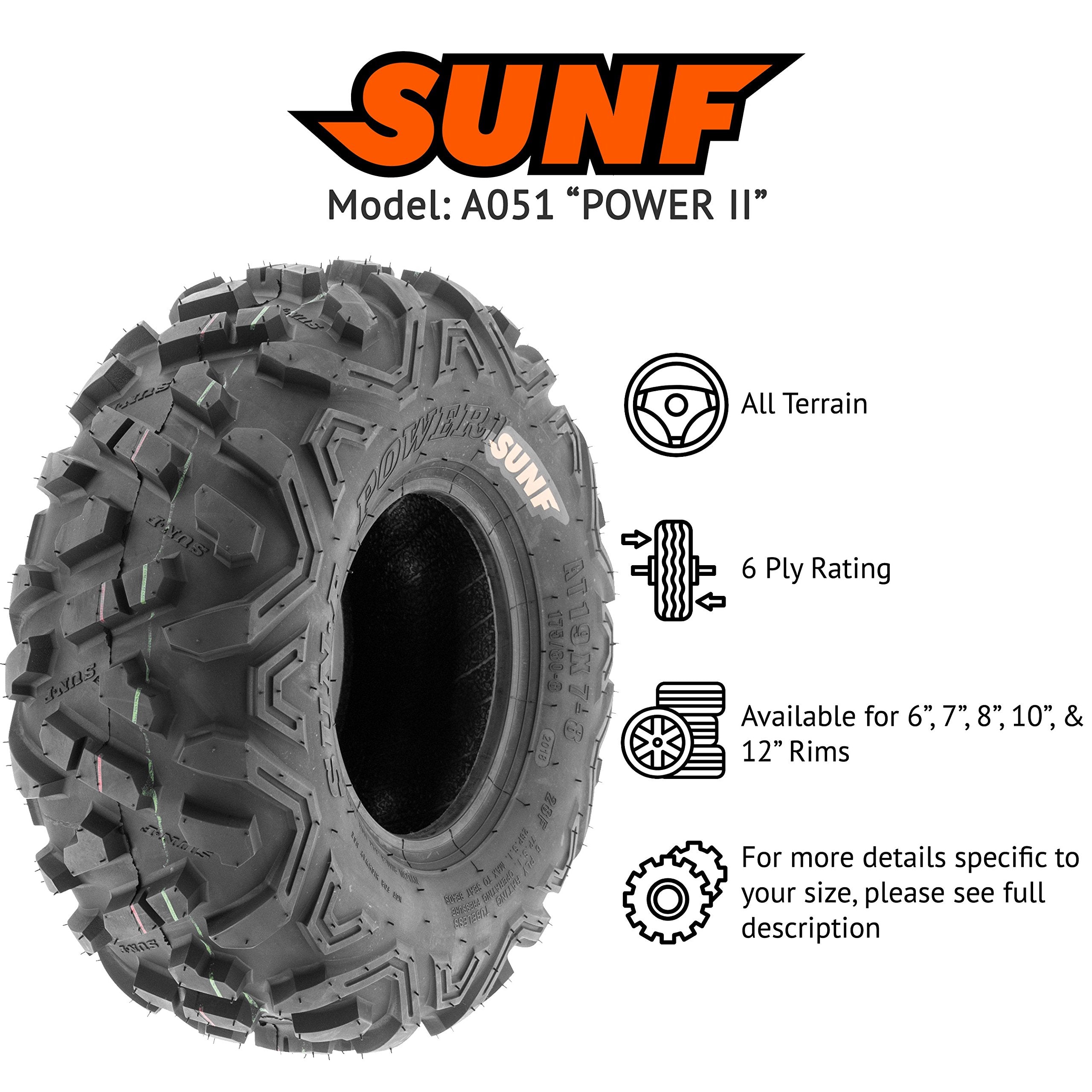 SunF 26x11-12 ATV UTV 26x11x12 All Terrain Tires 6 PR A051 POWER II - PAIR of 2