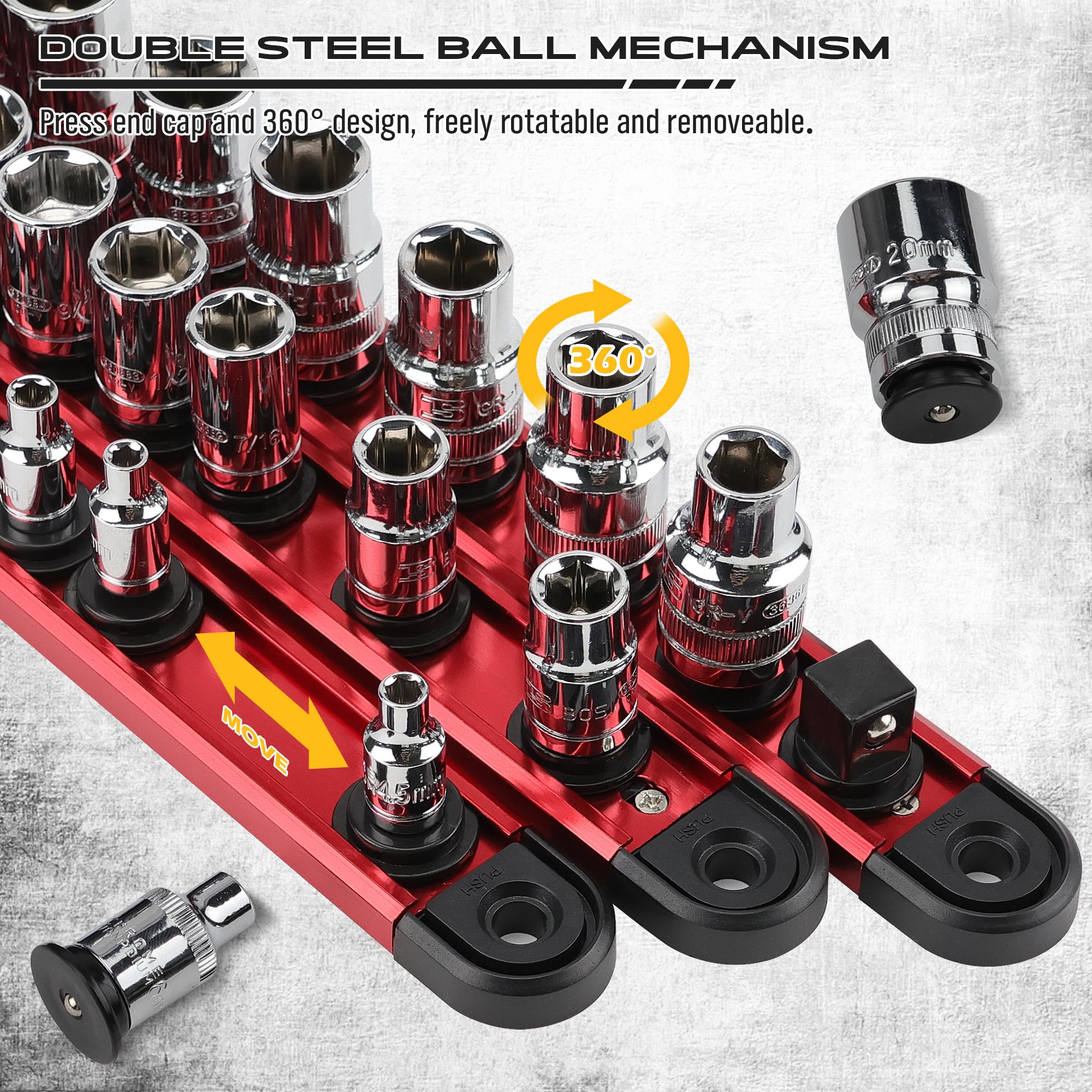 Magnetic Socket Holder Organizer Set: 1/4 Detachable Socket Trays Socket Organizer For Tool Box Drawer Holds 14-Piece Standard S