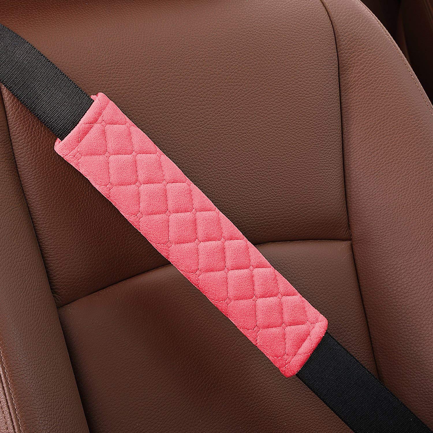 Mikafen 4 Pack Universal Car Seat Belt Pads, Adult Seat Belt Shoulder Strap Covers Harness Pad For Car/Bag,Soft Comfort Helps Protect You Neck Shoulder From The Seat Belt Rubbing (4Pack-Red)