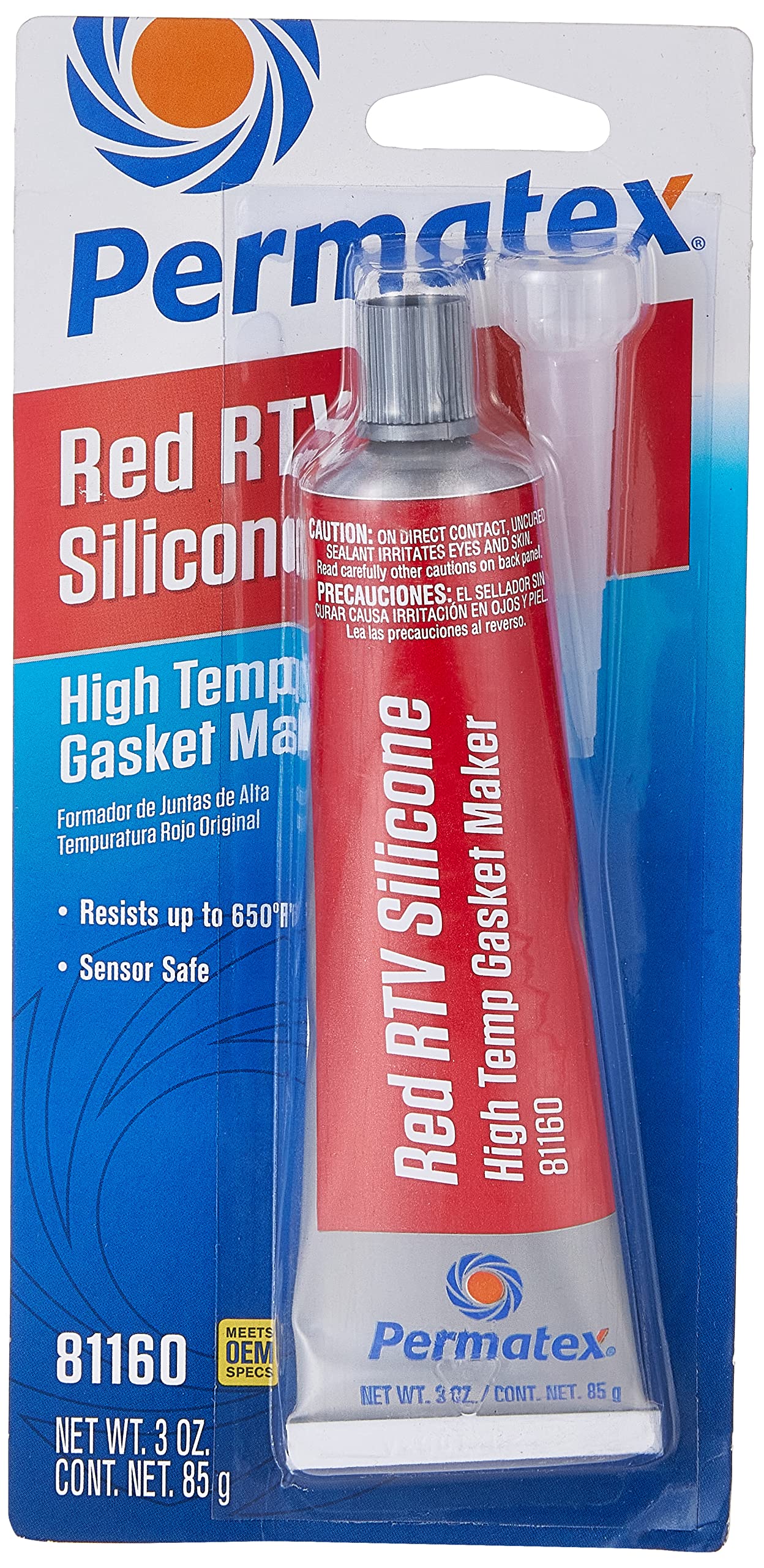 Permatex High-Temp Red RTV Silicone Gasket, 3 oz - Model 81160, Durable Silicone Sealant