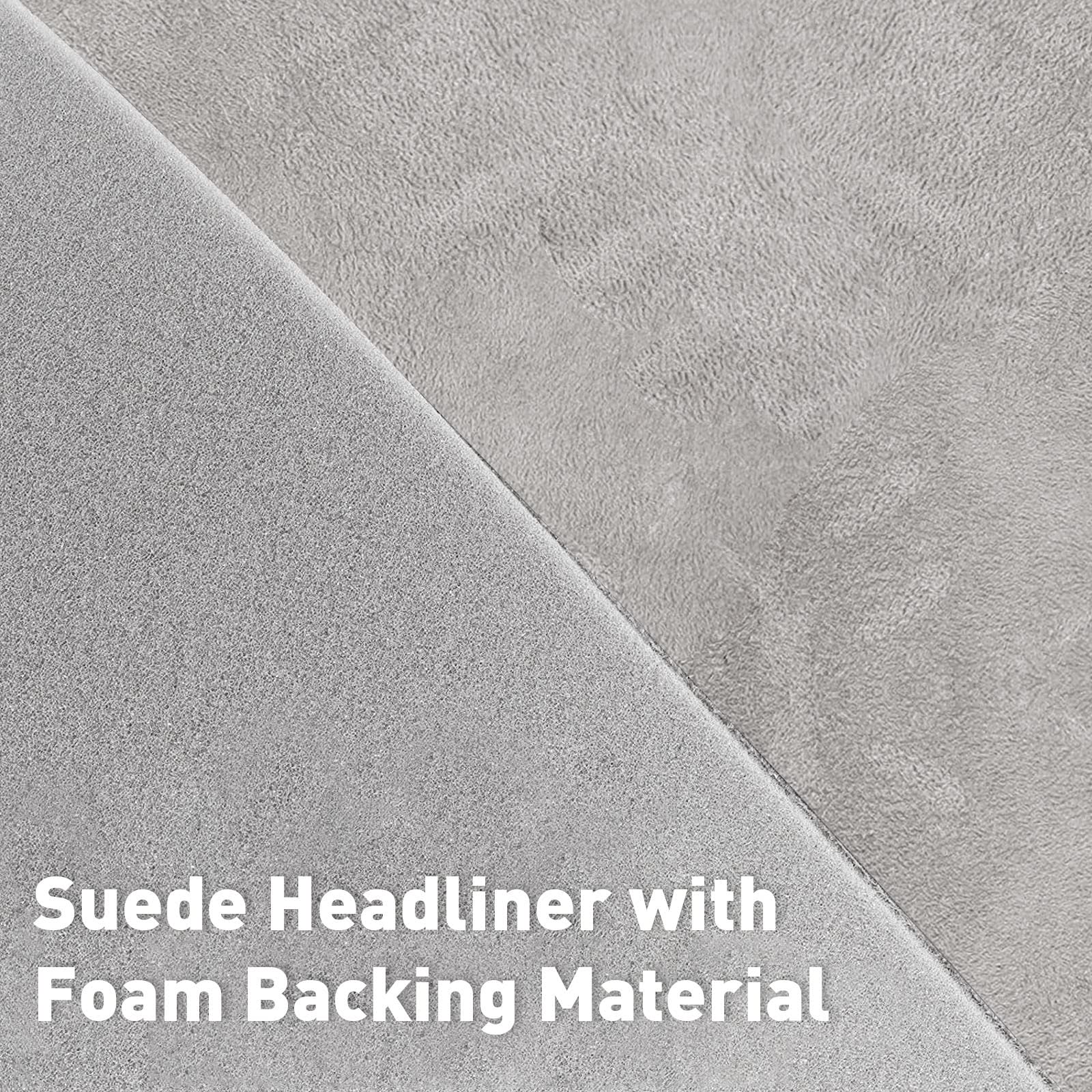 Halero 55“ × 60“ Light Gray Car Suede Headliner Fabric With Foam Backing Material 1/9' 3Mm Automotive Upholstery Liner For Diy Home Car Roof Trim Interior Replacement
