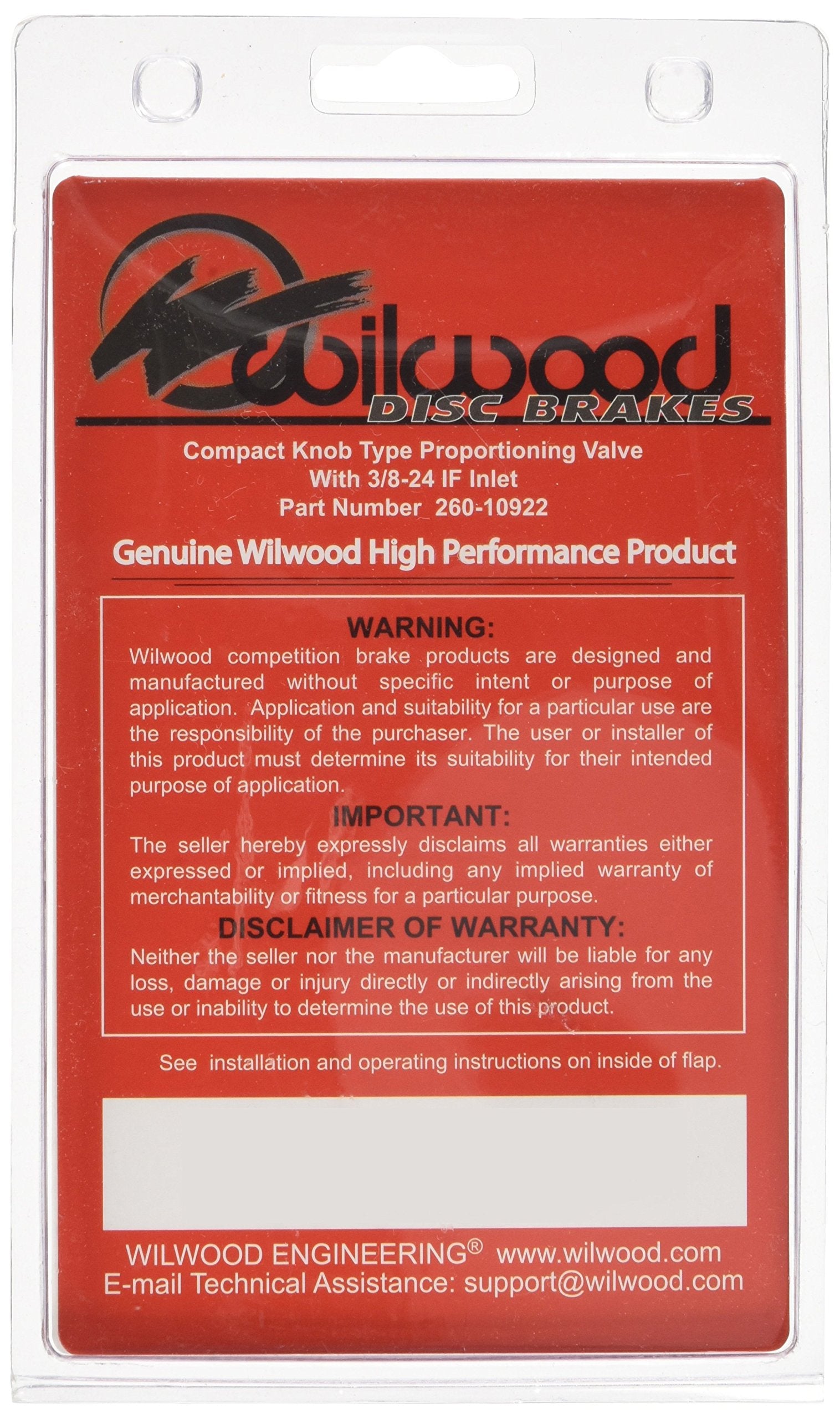 Wilwood Proportioning Valve, 3/8-24 in Inverted Flare Female Inlet, 3/8-24 in Inverted Flare Female Outlet, Adjustable 100-1000
