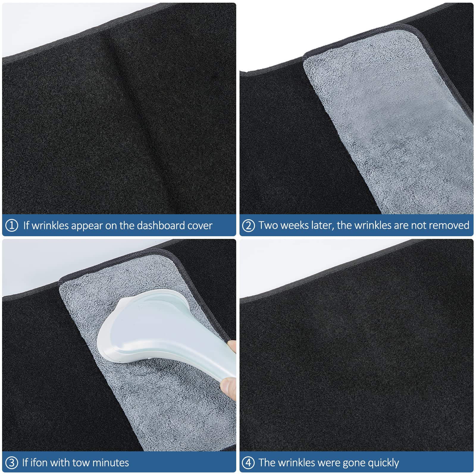 Berksyde Dashboard Dash Cover Mat Carpet Compatible With 07-14 Chevy Tahoe Suburban Denali Avalanche Gmc Yukon/Xl,07-13 Chevy Silverado Gmc Sierra Without Dash Speaker And Only One Glove Box(Black)