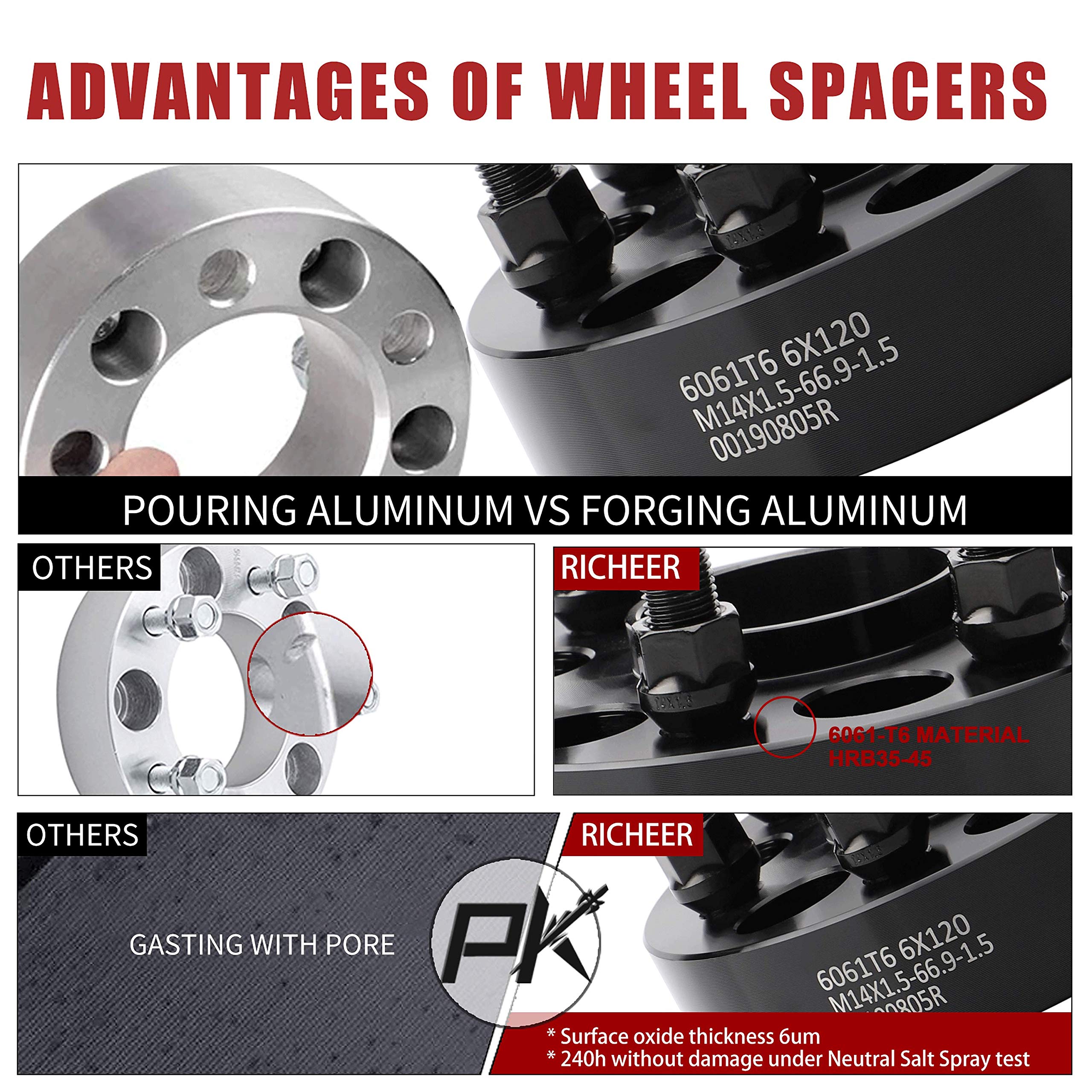 Richeer 6x120 Hubcentric Wheel Spacers for 2015-2023 Colorado, 2015-2022 Canyon, 1.5 inch 6x120mm Wheel Spacer for Acadia Traver