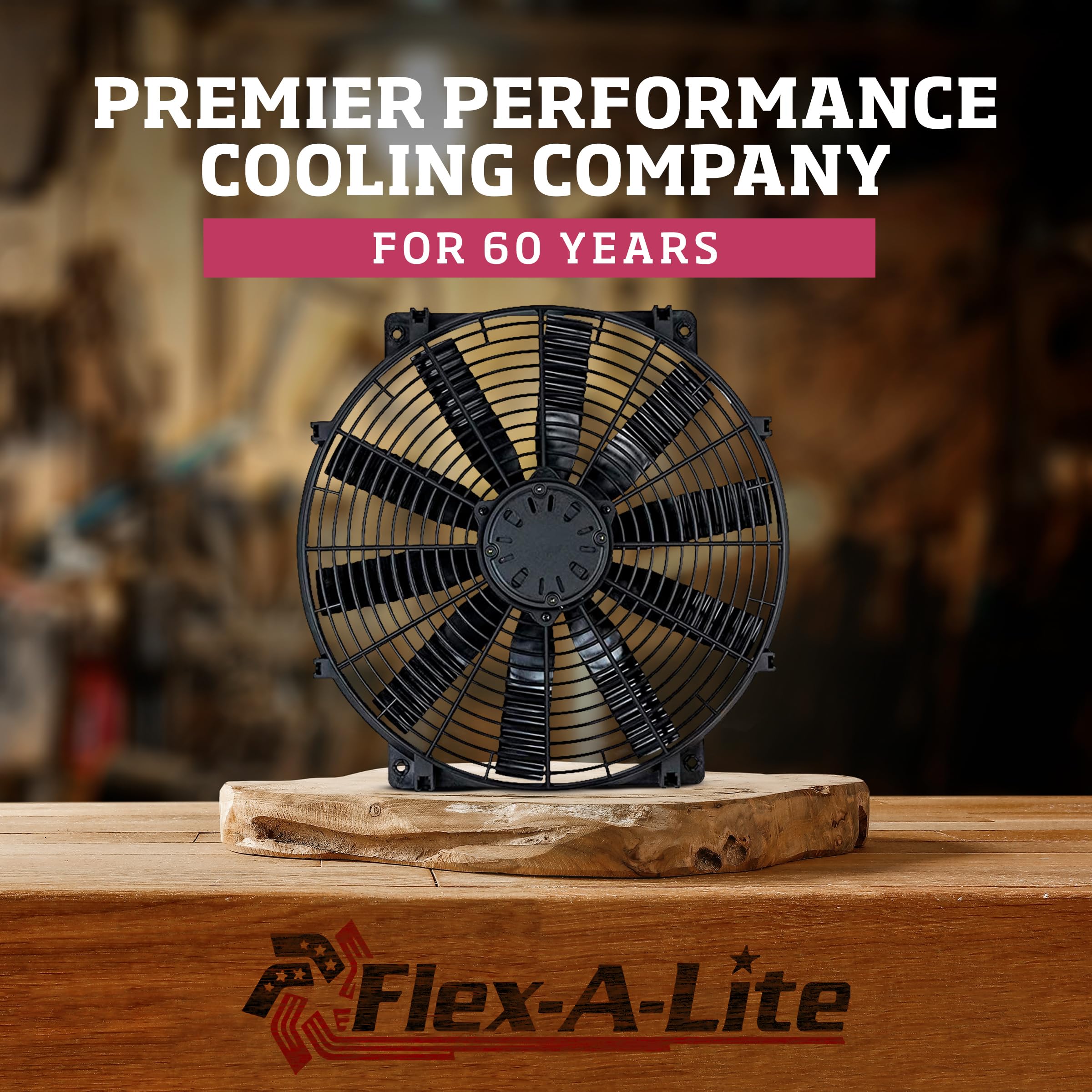 Flex-a-lite Black Magic X-Treme S-Blade Electric Fan, 15" Pusher-Puller, Black, Model 180, Durable Plastic Car Accessories