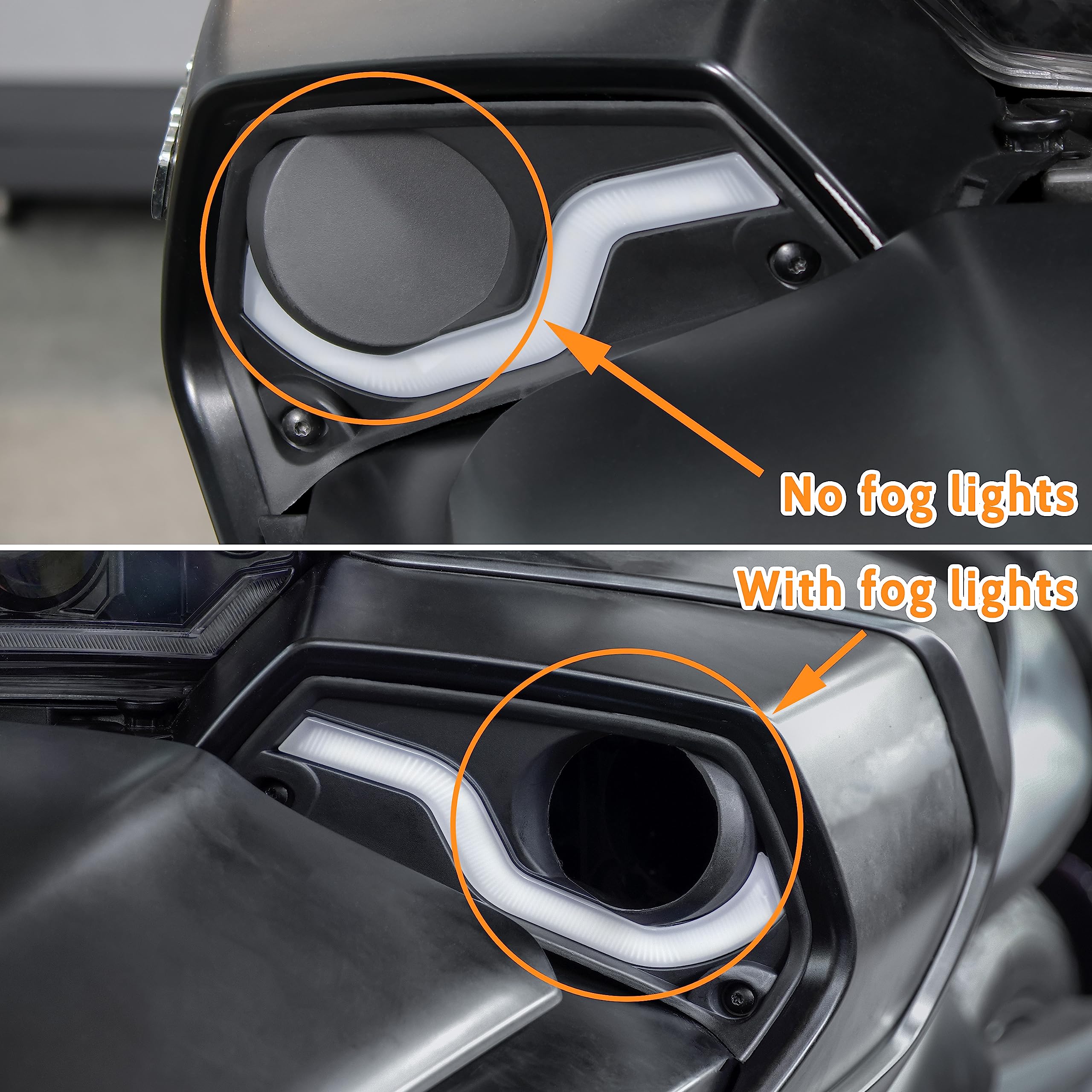 SAUTVS Fog Lamps Cover with Daytime Running Lights for Can Am Spyder F3 15-20, Fog Lights Cover with LED DRL Turn Signal Lights