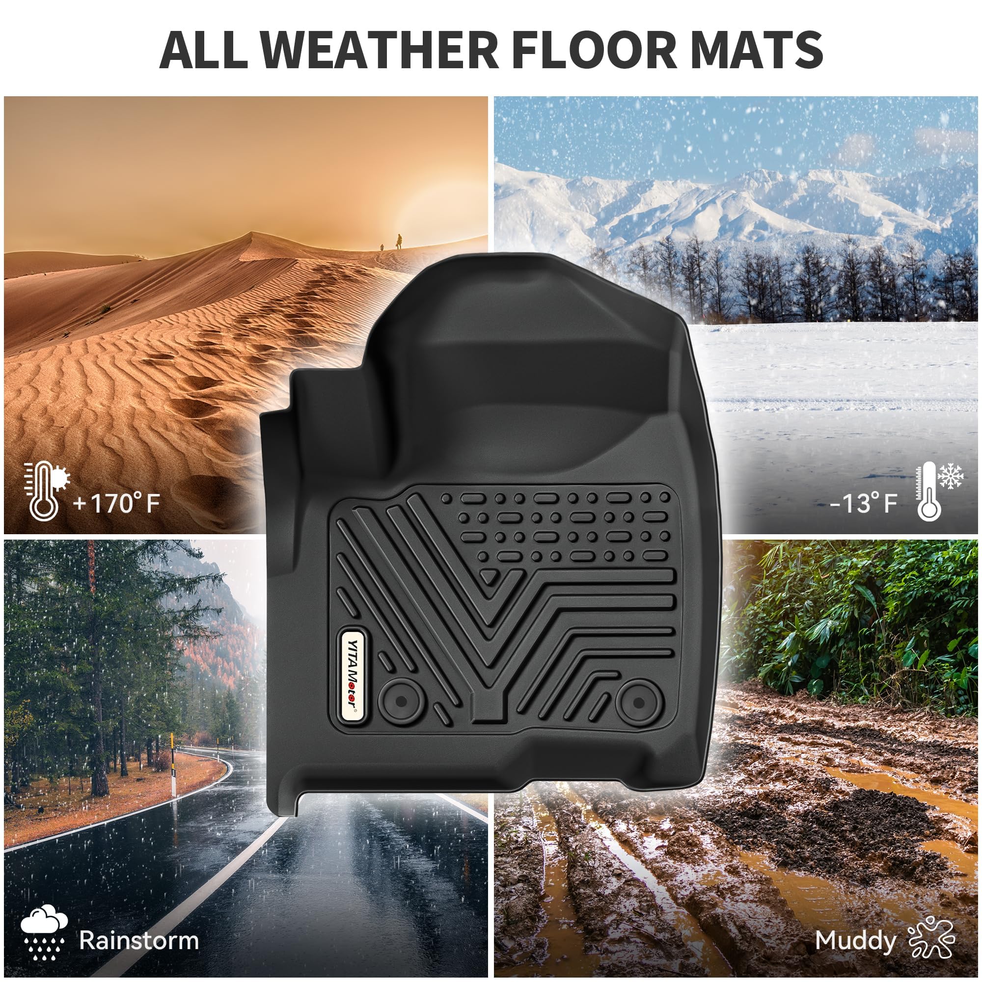 Yitamotor Floor Mats Fit For Honda Pilot 2022-2016,All-Weather Floor Liners Set Front 1St & 2Nd 3Rd Seat Floor Liner Set Black,