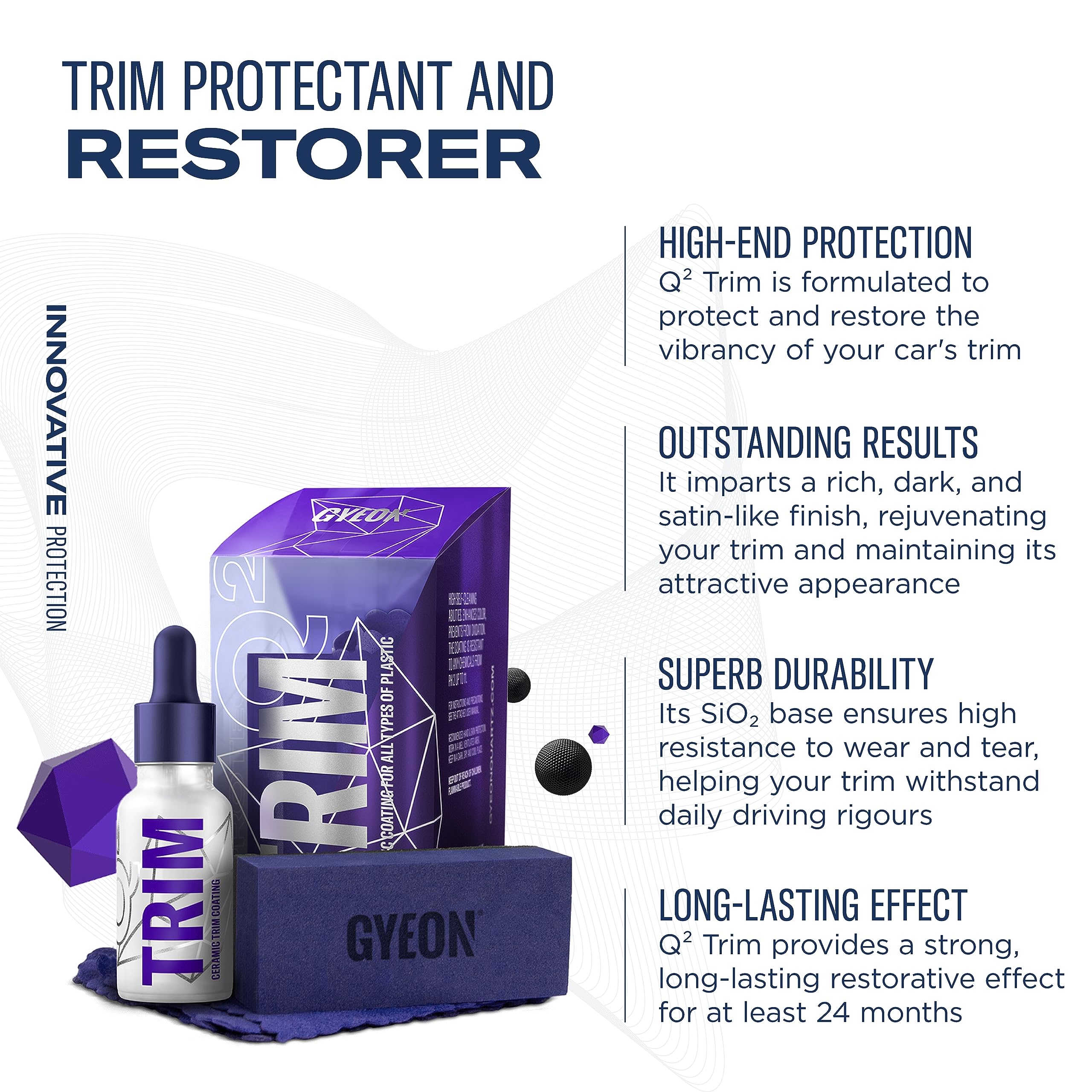 Gyeon Trim EVO 30ml - Black Trim Restorer & Hydrophobic Coating for Plastic, Model GY-0308