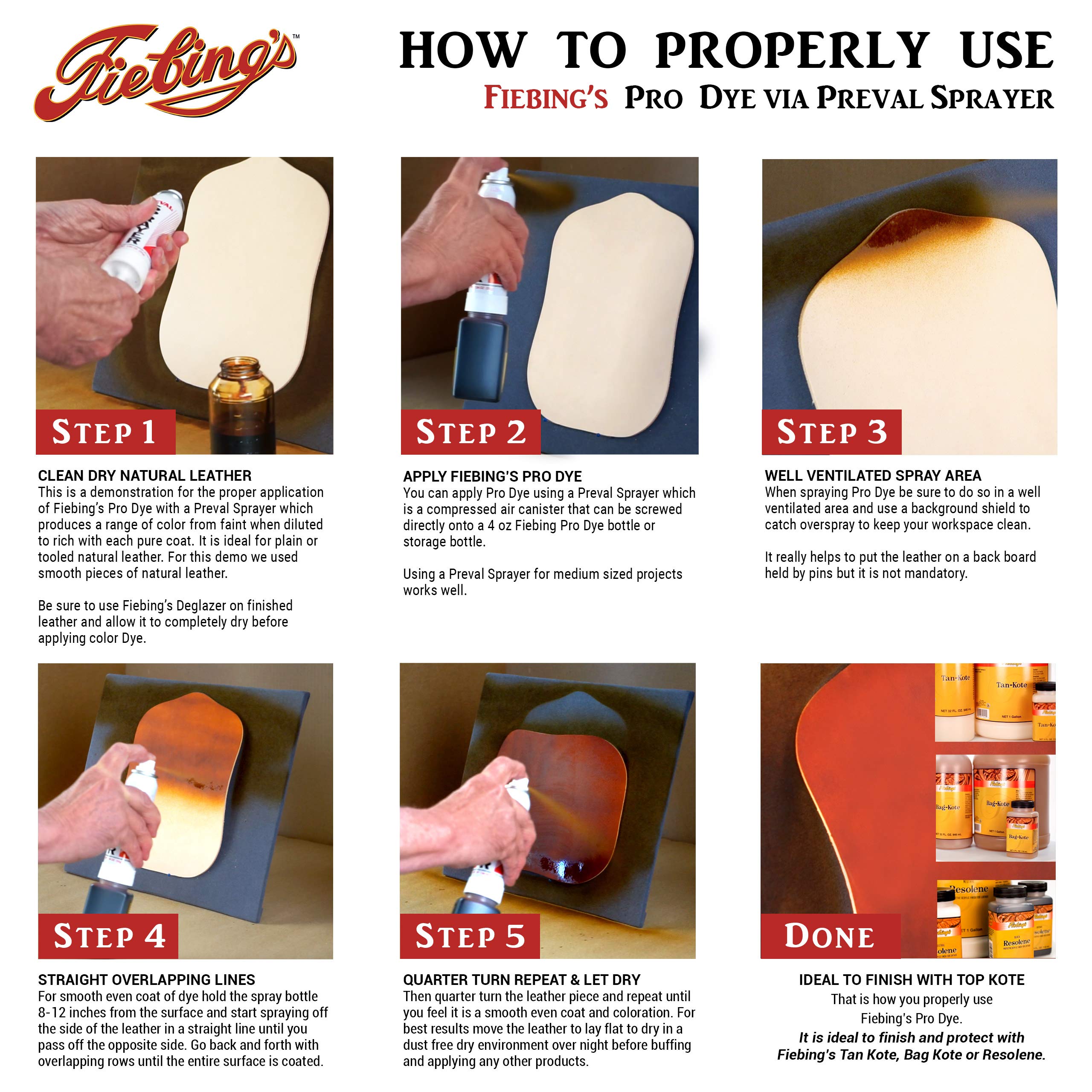 Fiebing's Pro Dye Light Brown Leather Dye - 4 oz. Permanent Oil Finish, Model 50-2030-LB