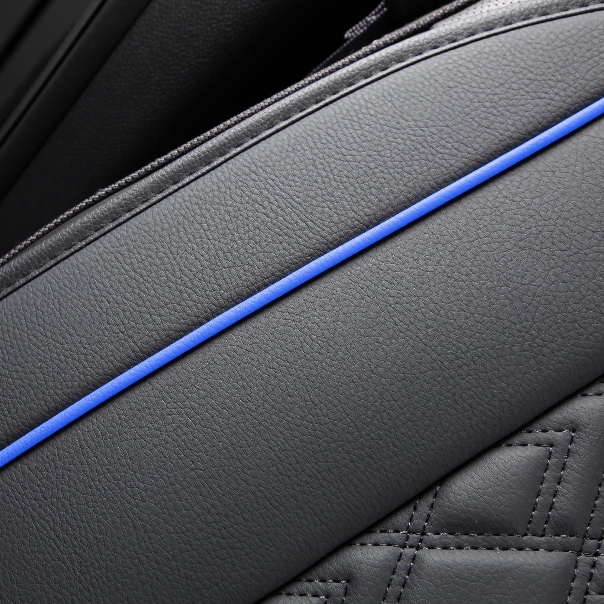 JOJOBAY Chevy Silverado Seat Covers, Faux Leather, Custom Fit 2007-2024, Rear Seat Covers, Black Blue