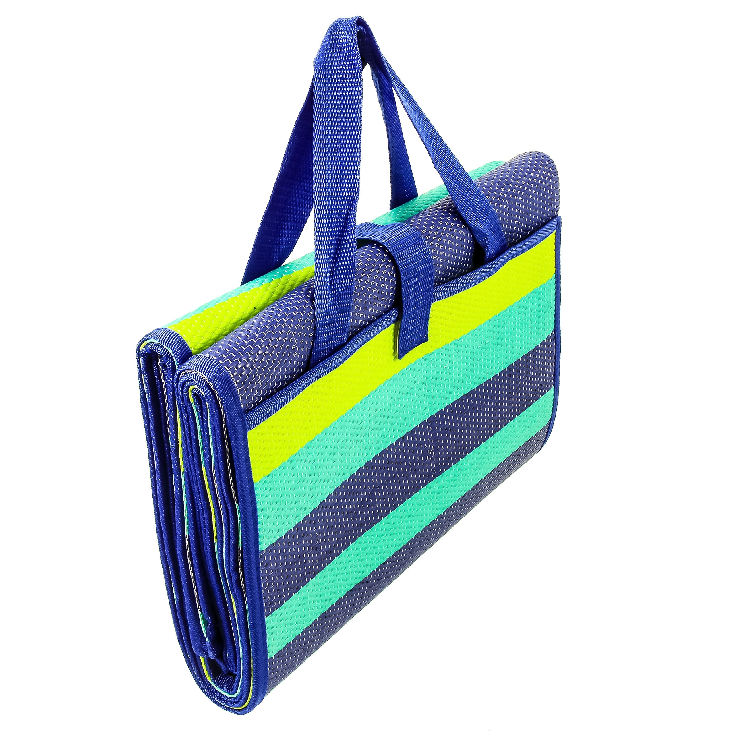 Camco Handy Mat With Strap, Perfect For Picnics, Beaches, Rv And Outings, Weather-Proof And Weather Resistant (Green/Turquoise - 60" X 78") (42806)