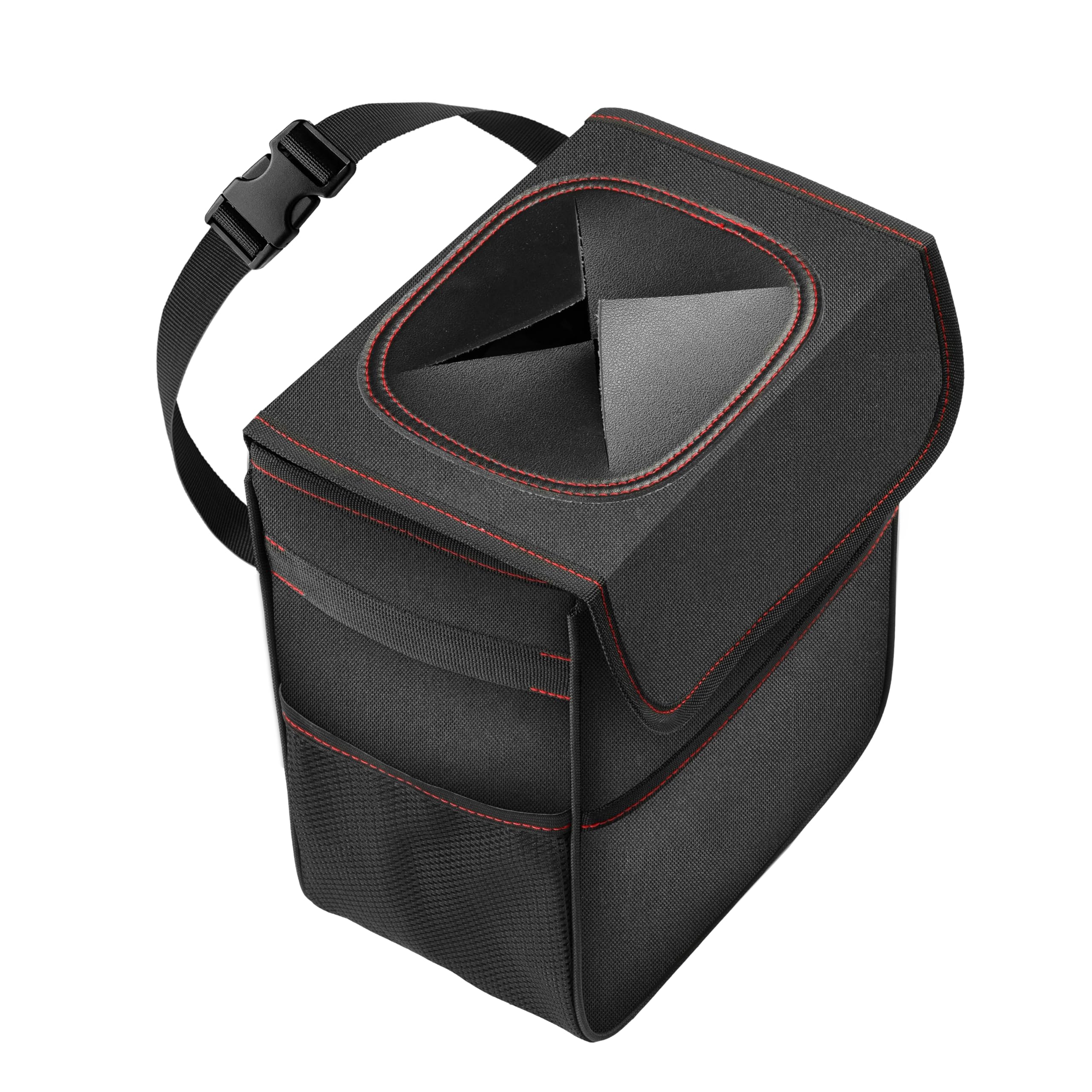 Simple Deluxe Car Trash Can with Lid and Storage Pockets, LeakProof Car Garbage Can with Adjustable Straps, Collapsible, Portab