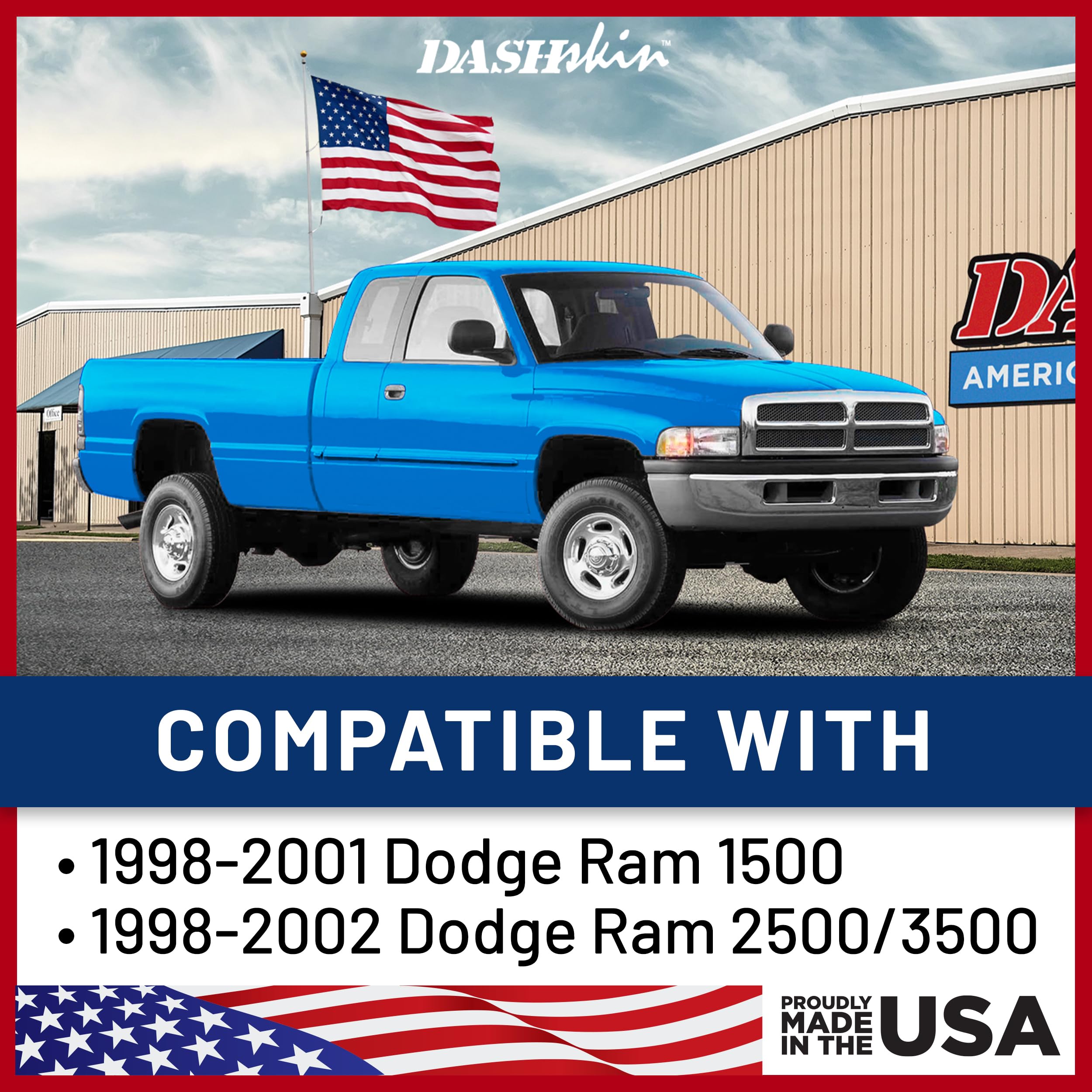 DashSkin Molded Hard Plastic Dash Cover for 1998-2001 Dodge Ram 1500, 2500, 3500 - OEM Camel, Model 9801DR-Camel, Made