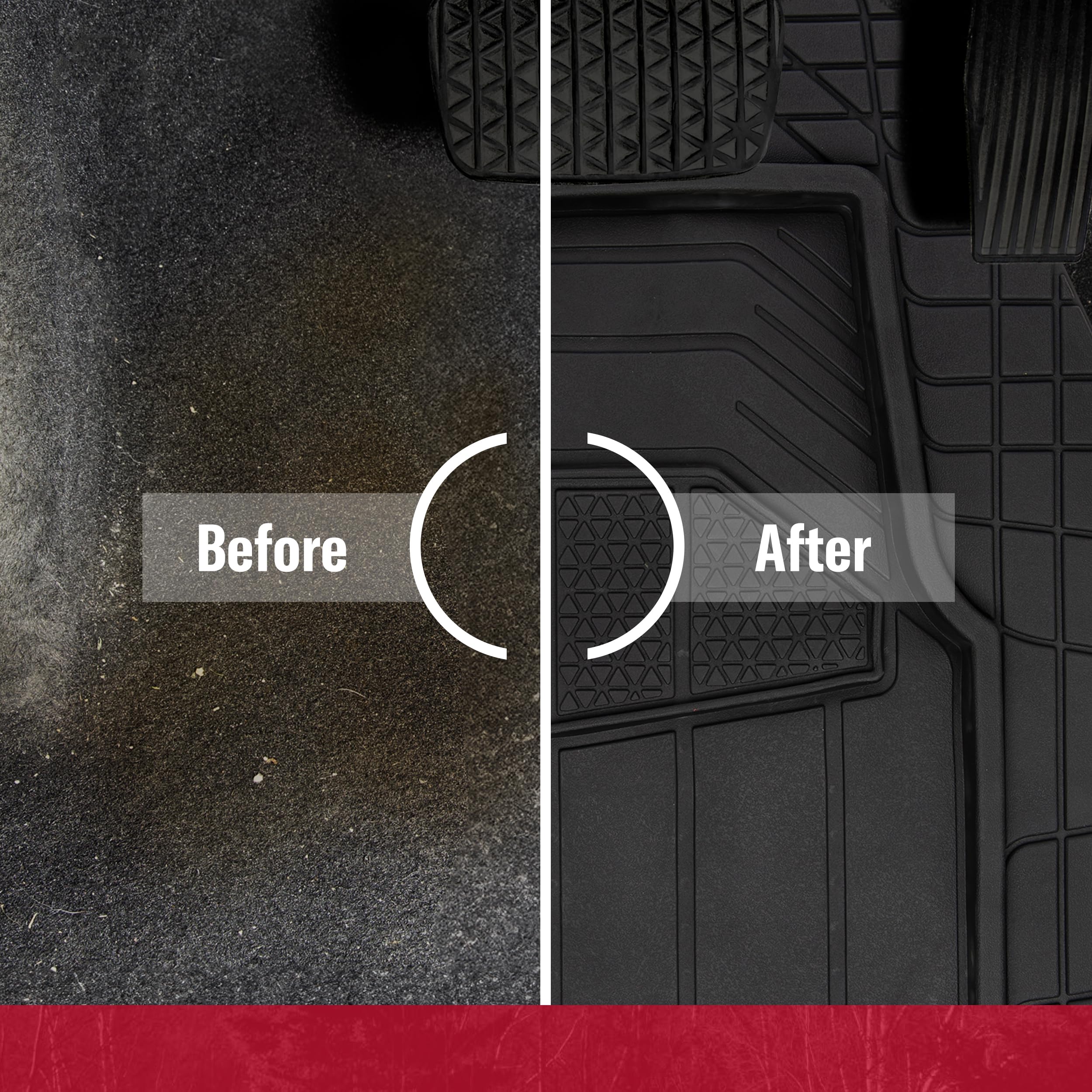 Dickies Maximum Coverage Floor Mats, All-Weather Floor Mats, Trim-To-Fit Floor Mats For Cars, All-Season Automotive Floor Mats F