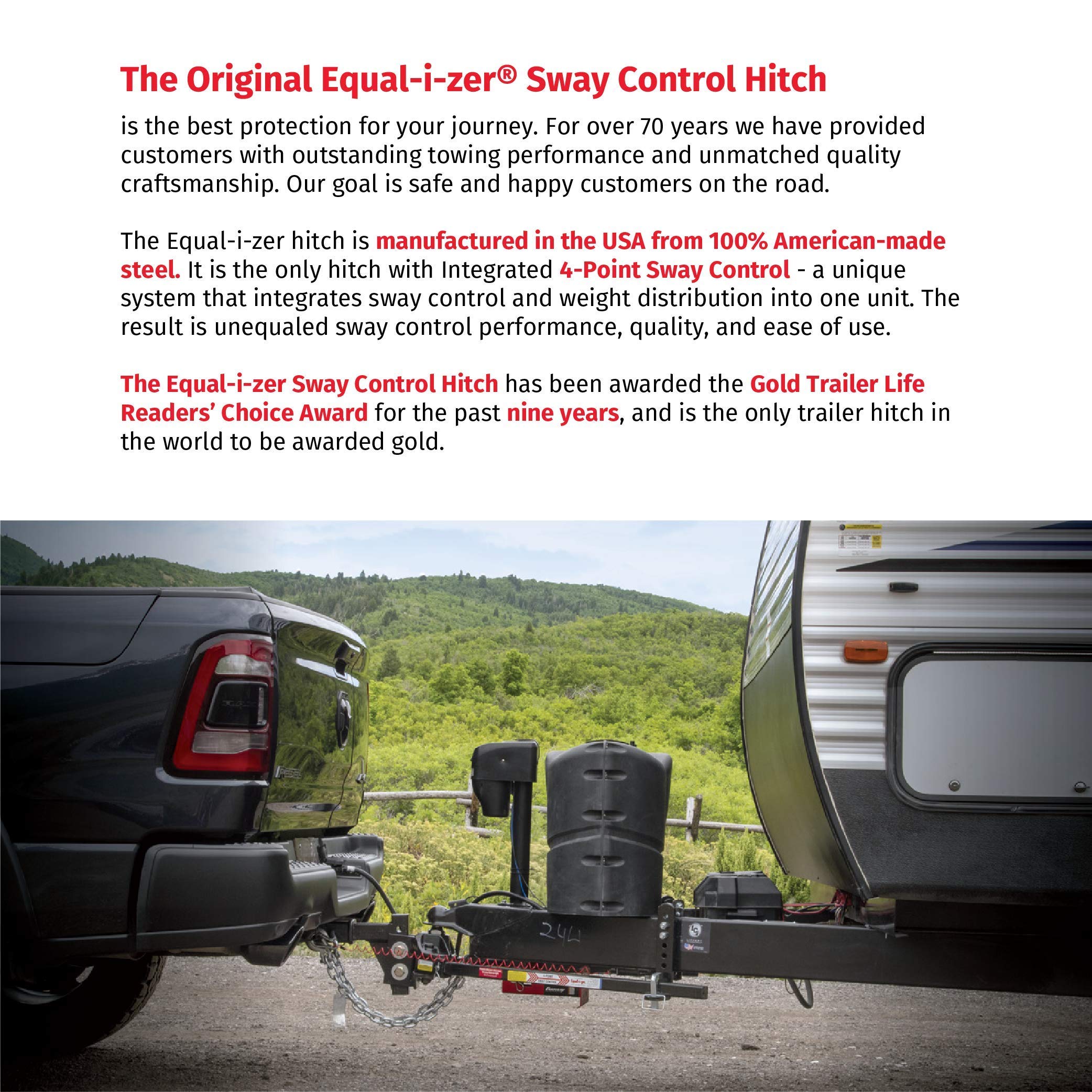 Equal-i-zer 4-Point Sway Control Hitch, 10K lbs Rating, 1K lbs Tongue Weight, Model 90-00-1069, Alloy Steel, Includes