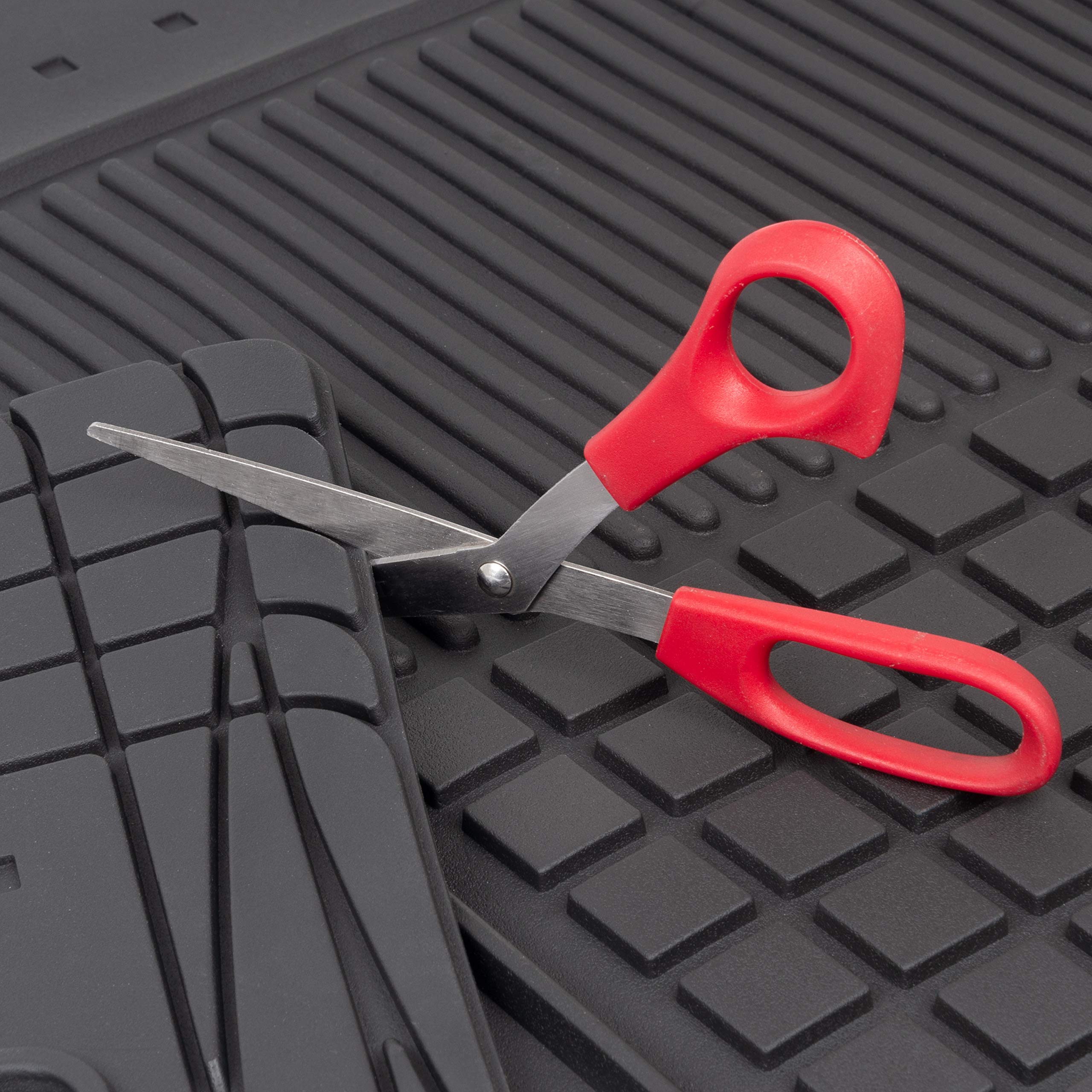 Motor Trend FlexTough Rubber Car Floor Mats and Rear Cargo Trunk Liner Mat, Full Set Trim-to-Fit Performance Heavy Duty Auto SUV