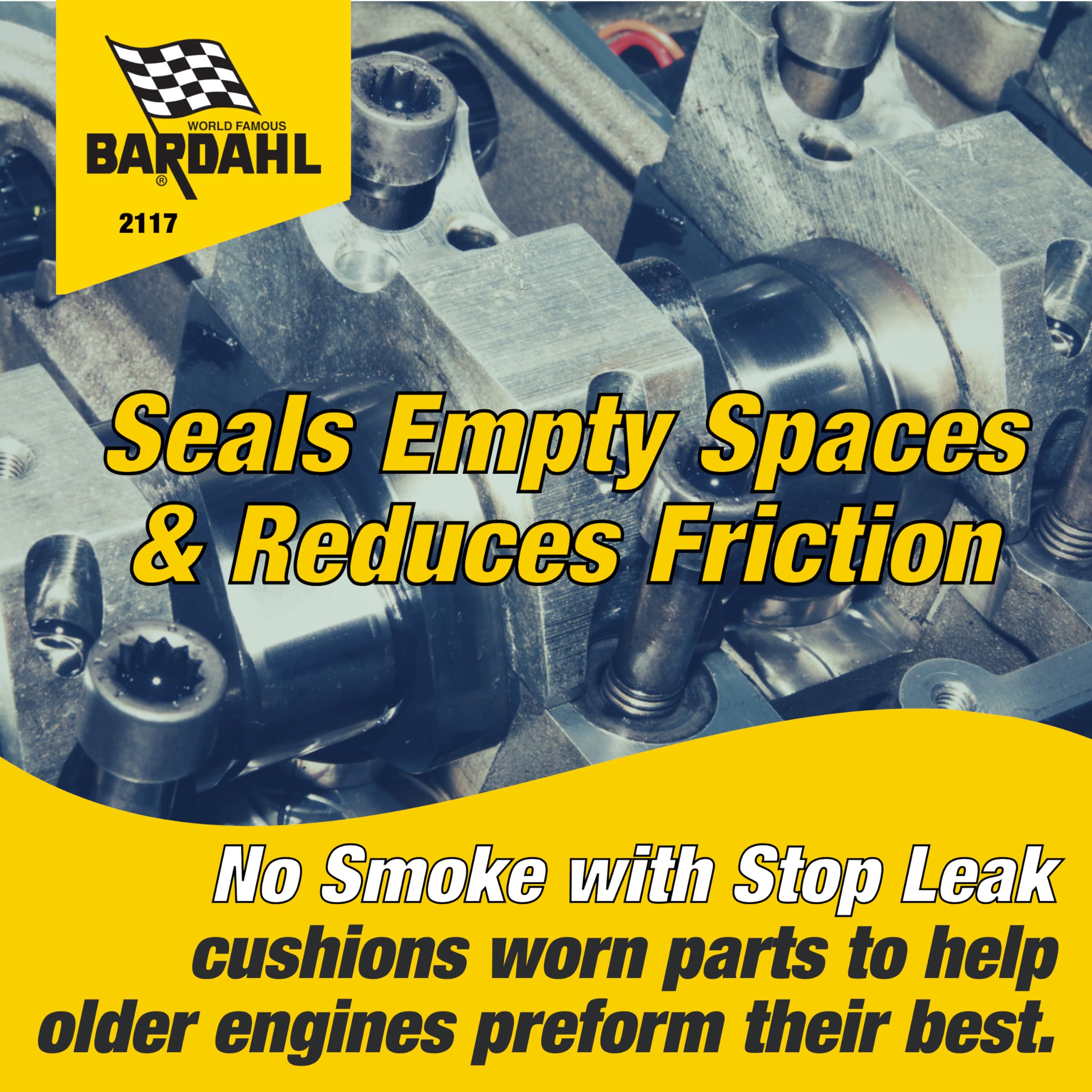 Bardahl 2117 NoSmoke + StopLeak Motor Oil Additive - 16 fl oz, Synthetic Formula, Engine Oil Leak Sealer, Reduces Smoke & Noise